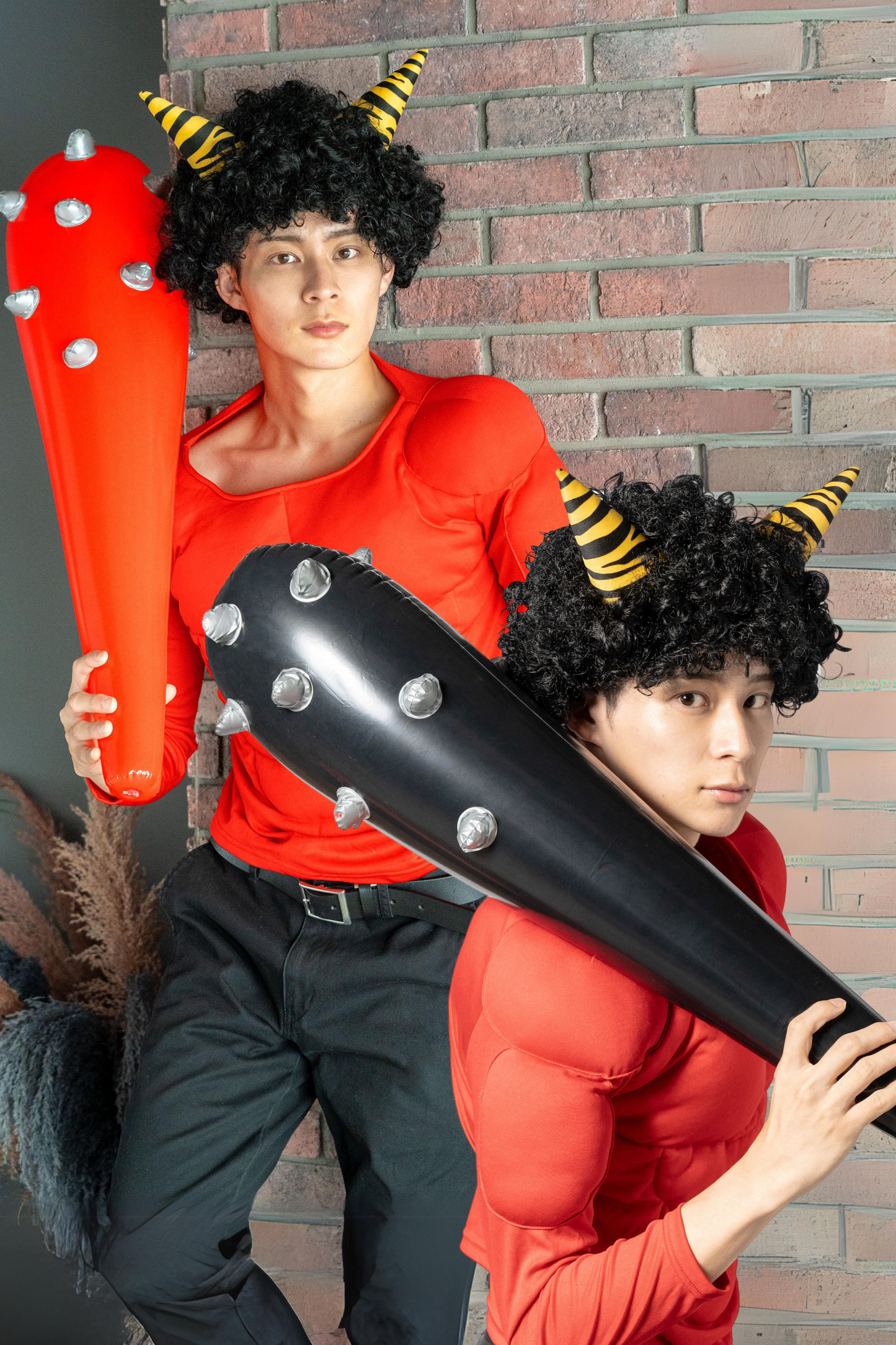 コスプレ 節分 鬼 ドデカこん棒 76cm ユニセックス ブラック/レッド 【クリアストーン】