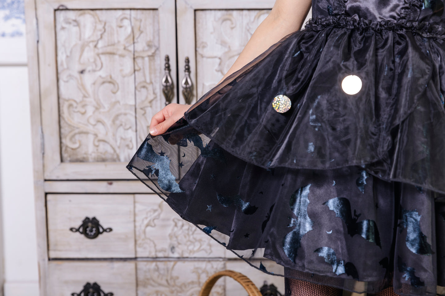 コスプレ キッズ こども 魔女 ハロウィン メルヘンウィッチ 女の子 100cm/120cm/140cm ブラック 【クリアストーン】
