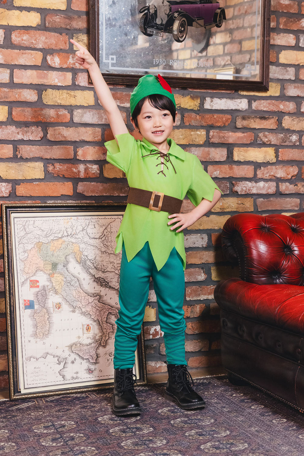 コスプレ キッズ こども 妖精 ハロウィン ファンタジーボーイ 男の子 100cm/120cm/140cm グリーン【クリアストーン】