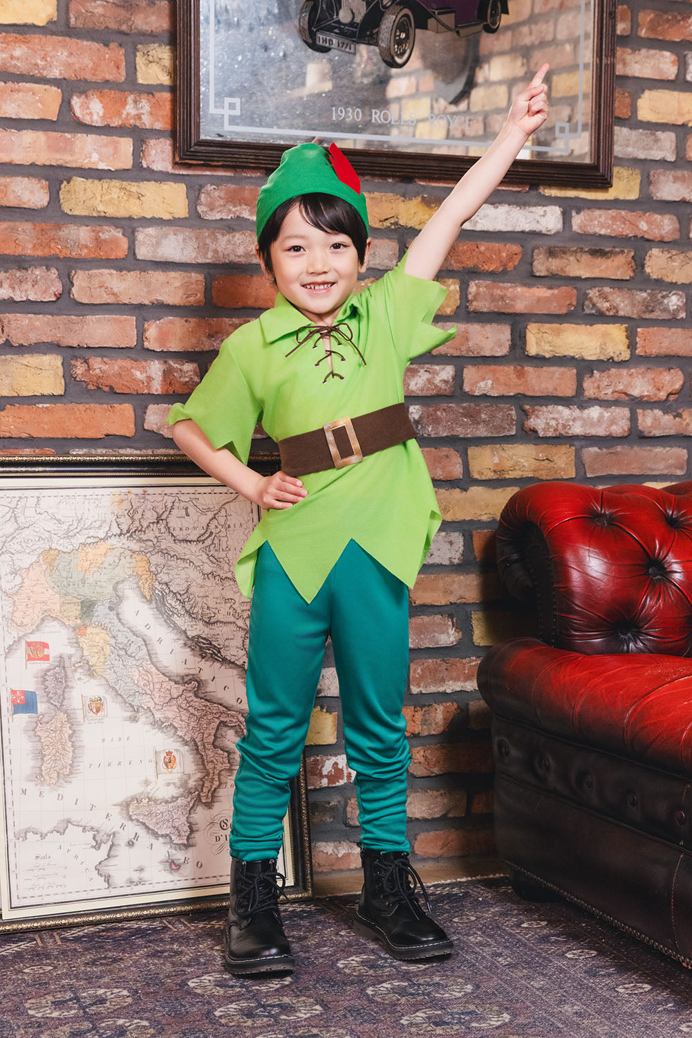 コスプレ キッズ こども 妖精 ハロウィン ファンタジーボーイ 男の子 100cm/120cm/140cm グリーン【クリアストーン】