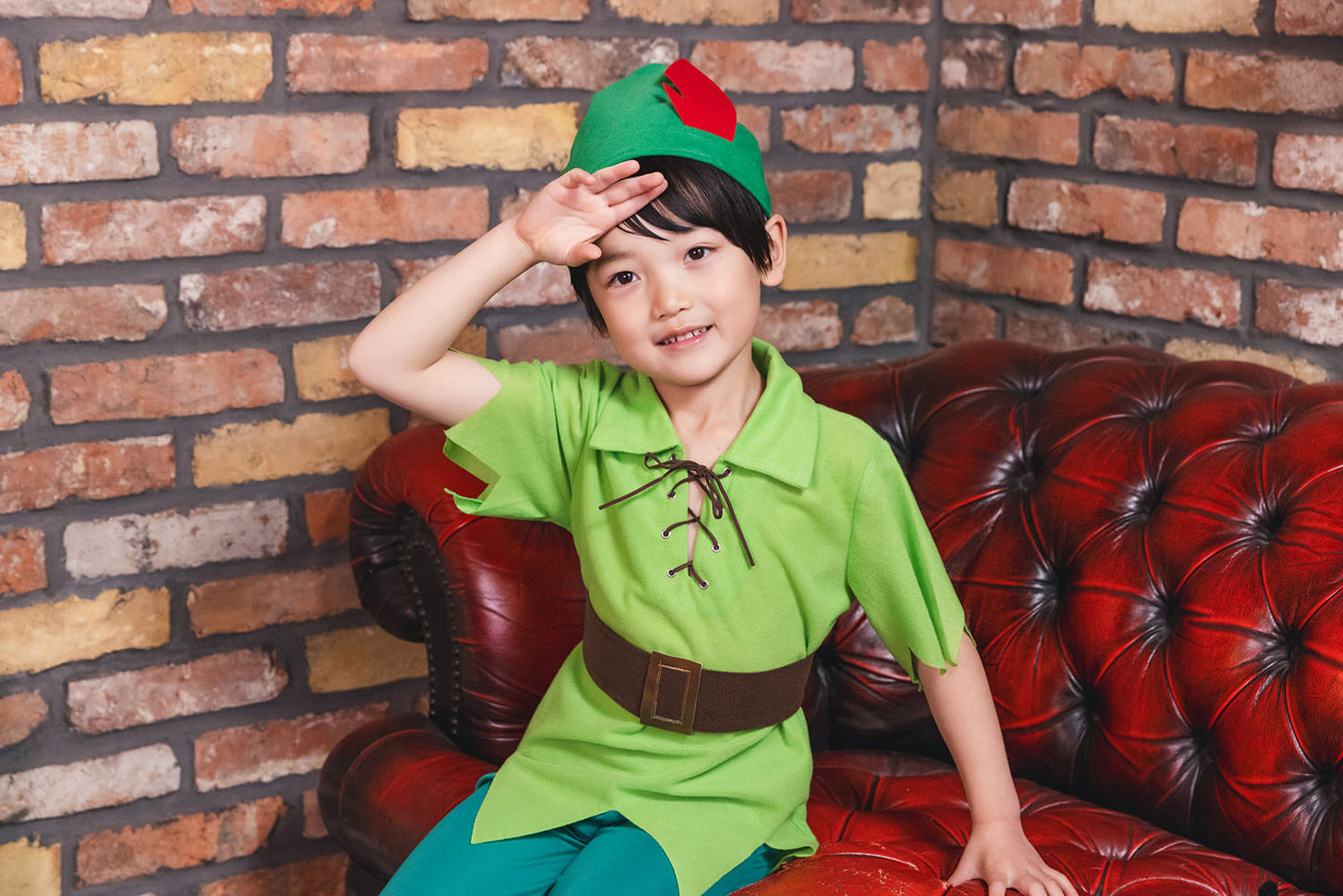 コスプレ キッズ こども 妖精 ハロウィン ファンタジーボーイ 男の子 100cm/120cm/140cm グリーン【クリアストーン】