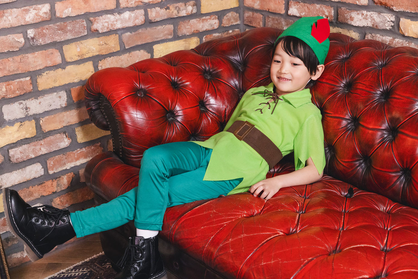 コスプレ キッズ こども 妖精 ハロウィン ファンタジーボーイ 男の子 100cm/120cm/140cm グリーン【クリアストーン】
