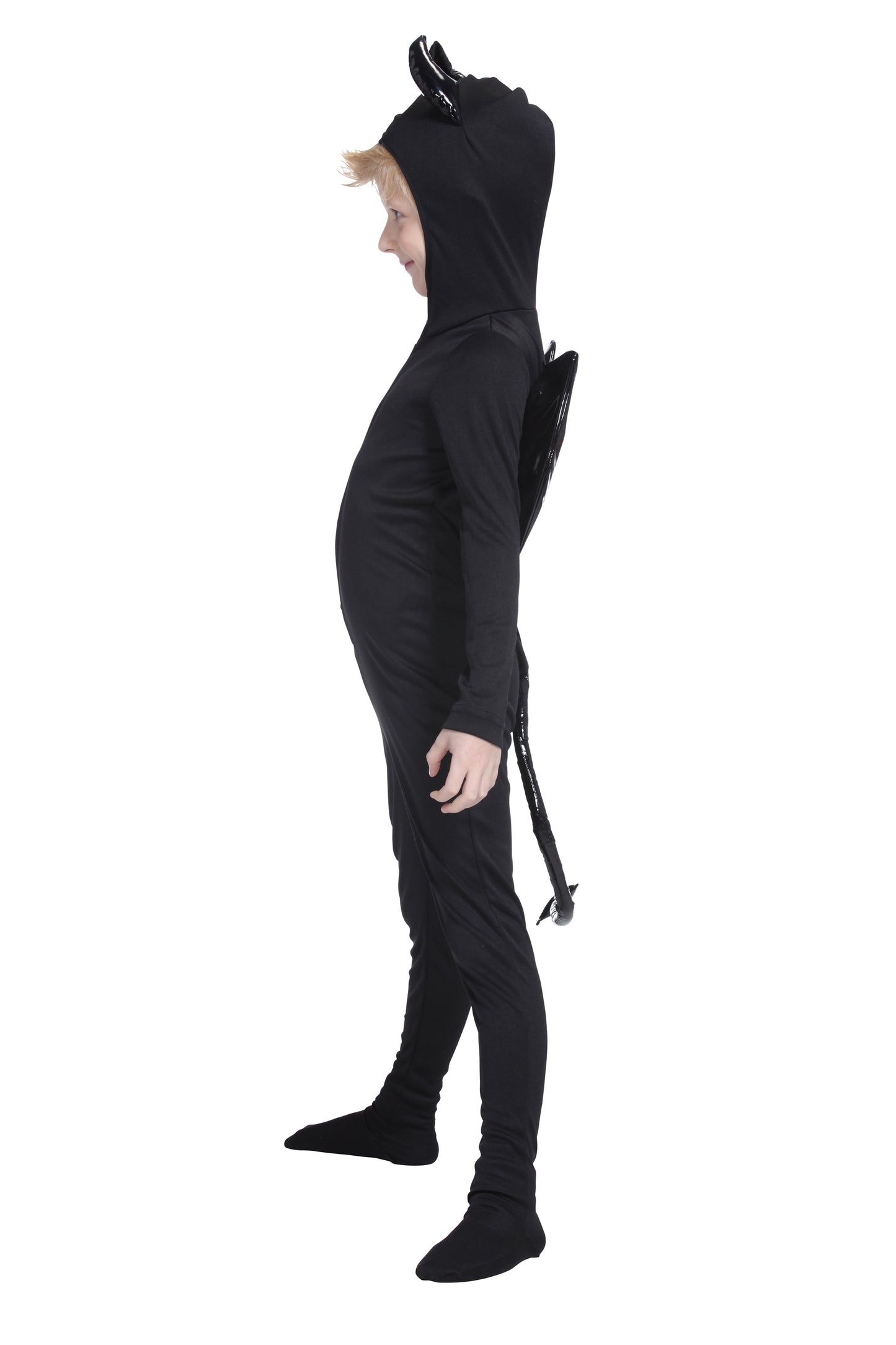 コスプレ キッズ こども デビル 悪魔 ハロウィン デビルタイツ 120cm ブラック【クリアストーン】