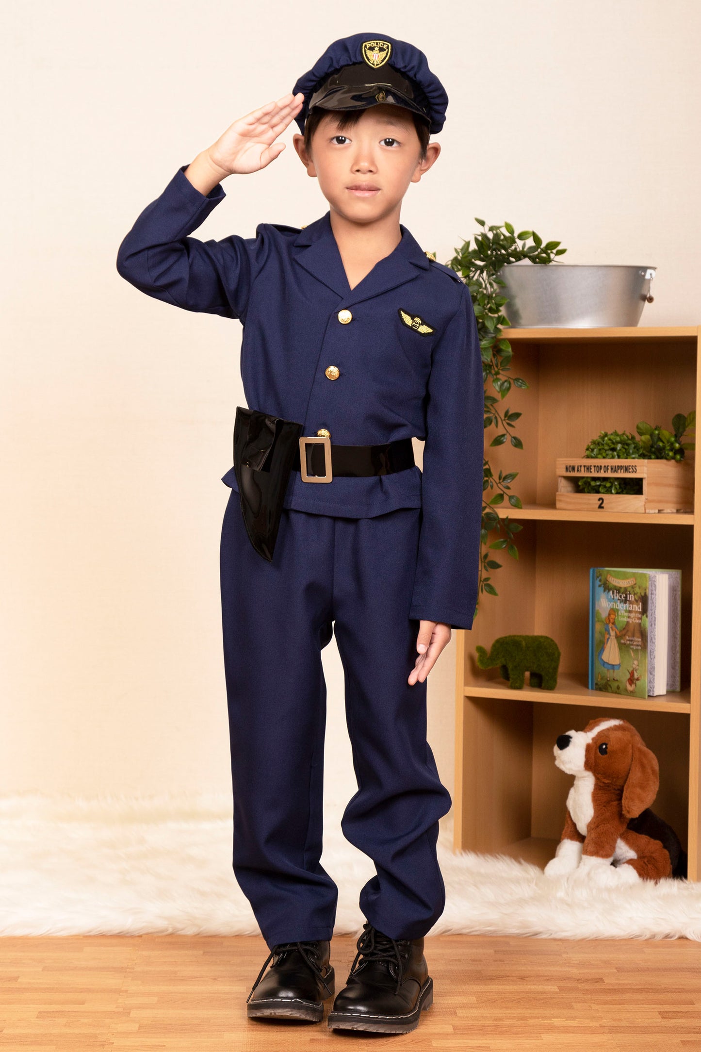 コスプレ キッズ こども ポリス キッズジョブ おまわりさん 120cm ネイビー【クリアストーン】