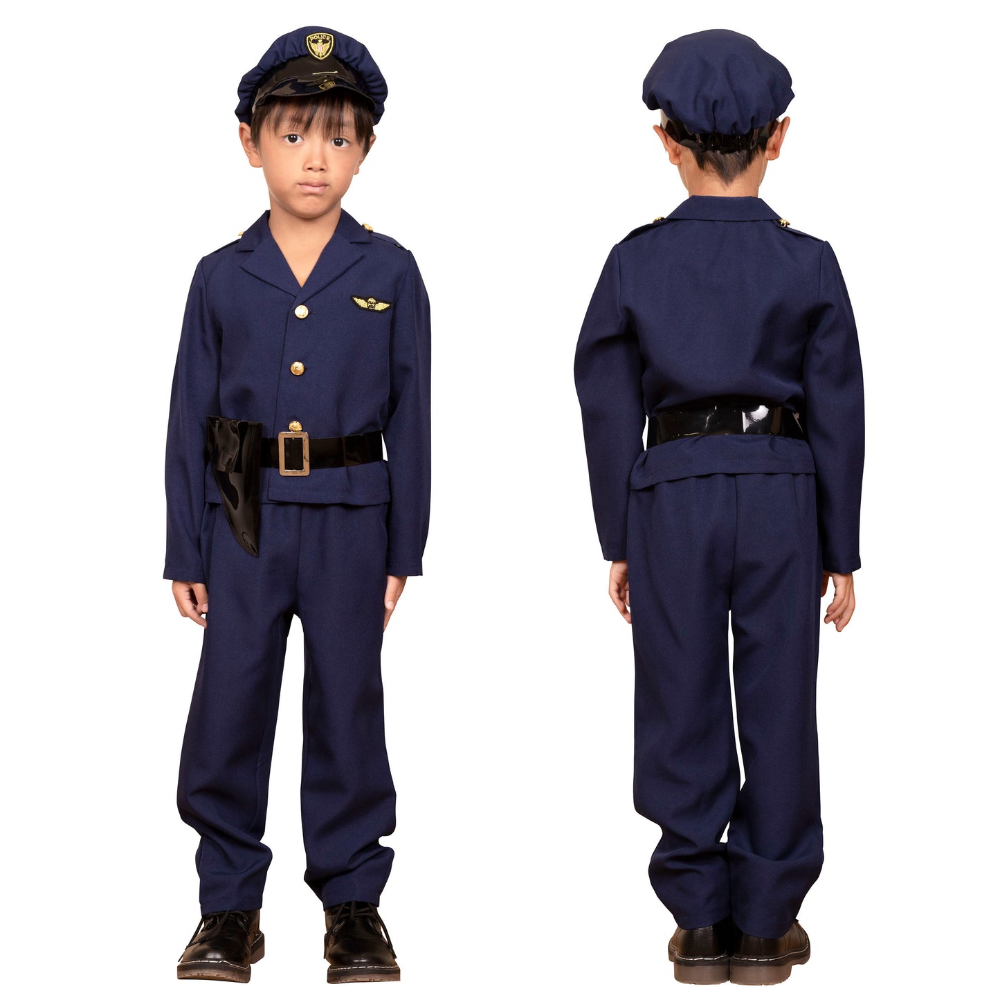 コスプレ キッズ こども ポリス キッズジョブ おまわりさん 120cm ネイビー【クリアストーン】