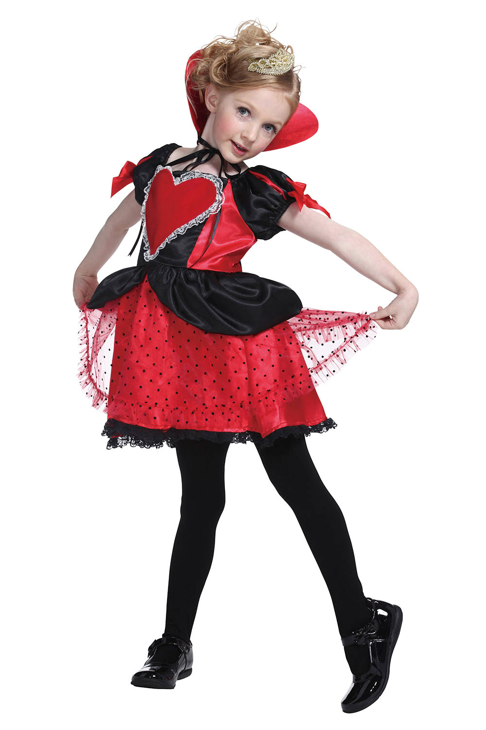 コスプレ ハロウィン キッズ こども ハートクイーンガール 100cm レッド【クリアストーン】