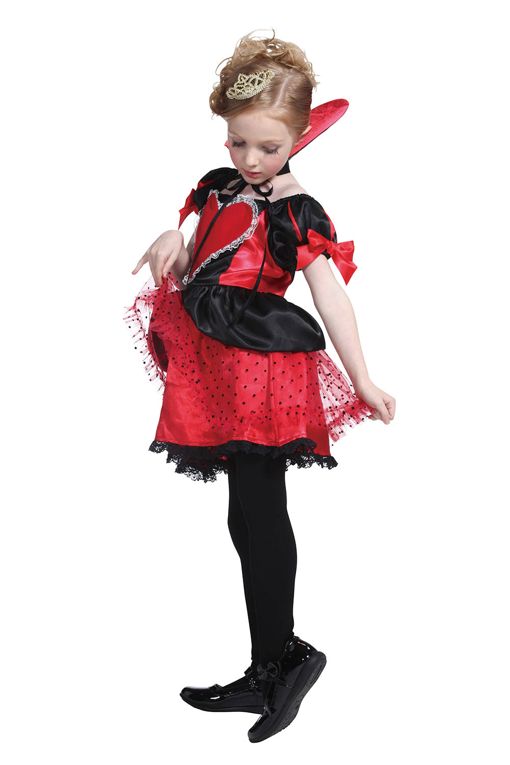 コスプレ ハロウィン キッズ こども ハートクイーンガール 100cm レッド【クリアストーン】
