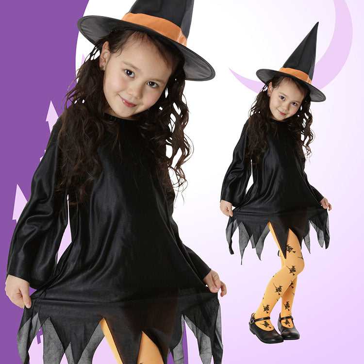 コスプレ ハロウィン キッズ こども 魔女 スタンダードウィッチガール 100cm ブラック【クリアストーン】