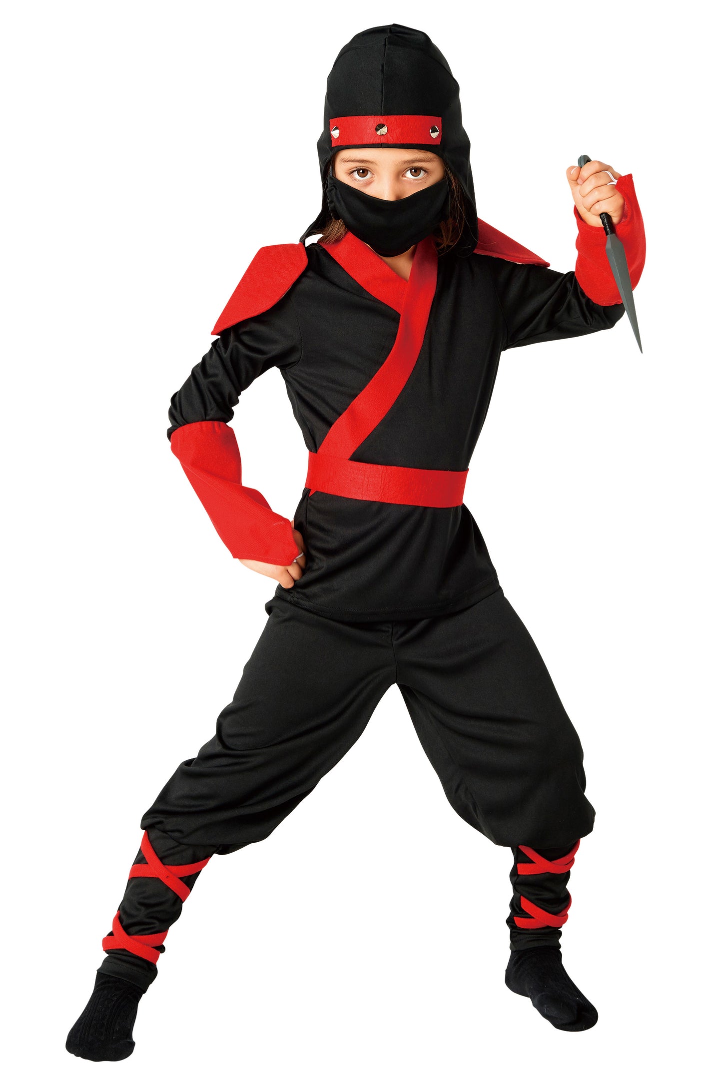 コスプレ キッズ こども 忍者 ハロウィン 忍者ファイター 男の子 120cm ブラック 【クリアストーン】