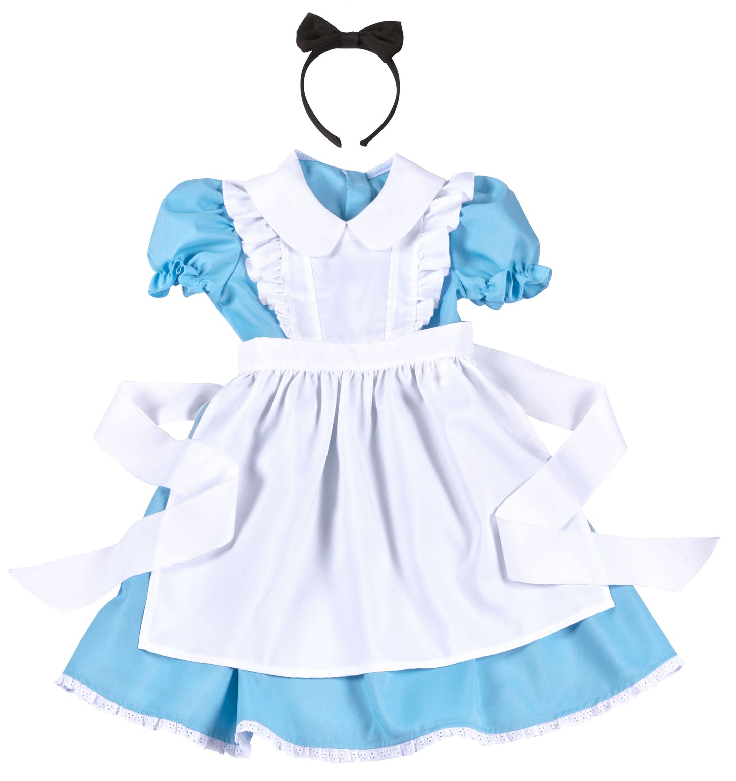 コスプレ キッズ こども 不思議の国のアリス アリス メイド ハロウィン AQUAドレス 100cm/120cm/140cm ブルー ホワイト【クリアストーン】