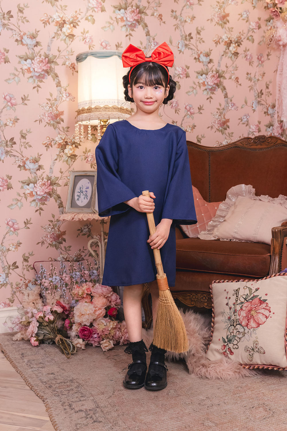 コスプレ キッズ こども キャラクター 魔女 魔法使い ハロウィン 魔女の宅配屋さん 100cm/120cm/140cm ブルー レッド 【クリアストーン】