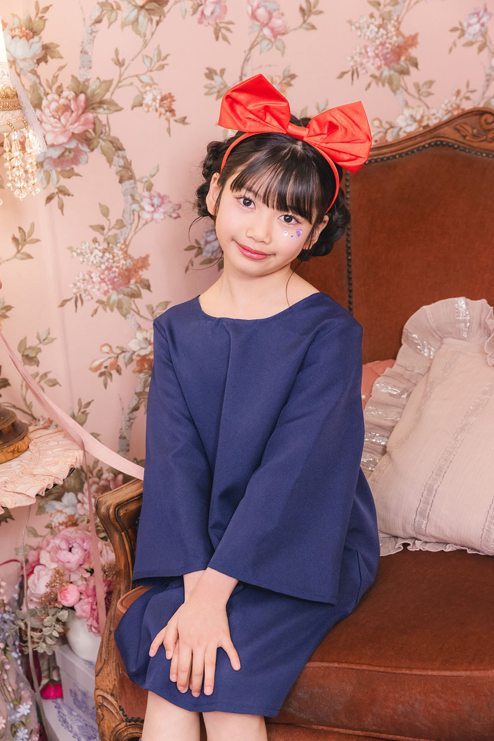 コスプレ キッズ こども キャラクター 魔女 魔法使い ハロウィン 魔女の宅配屋さん 100cm/120cm/140cm ブルー レッド 【クリアストーン】