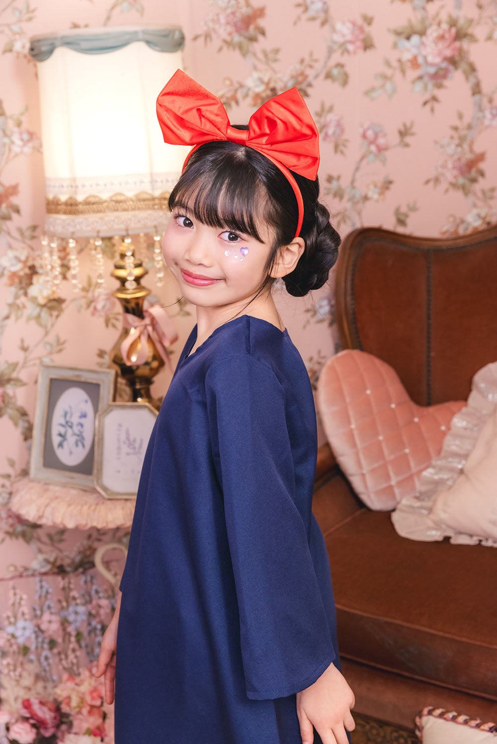 コスプレ キッズ こども キャラクター 魔女 魔法使い ハロウィン 魔女の宅配屋さん 100cm/120cm/140cm ブルー レッド 【クリアストーン】