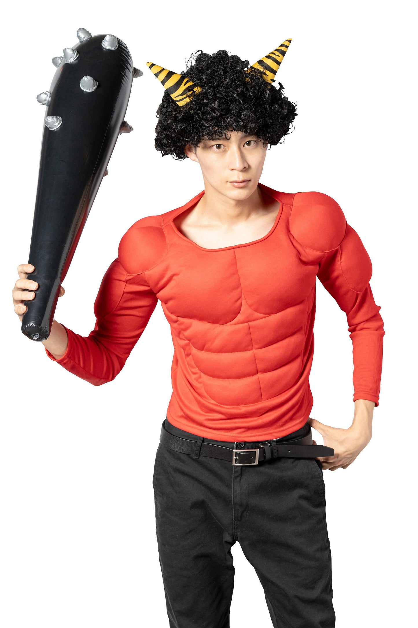 コスプレ 節分 鬼 ドデカこん棒 76cm ユニセックス ブラック/レッド 【クリアストーン】