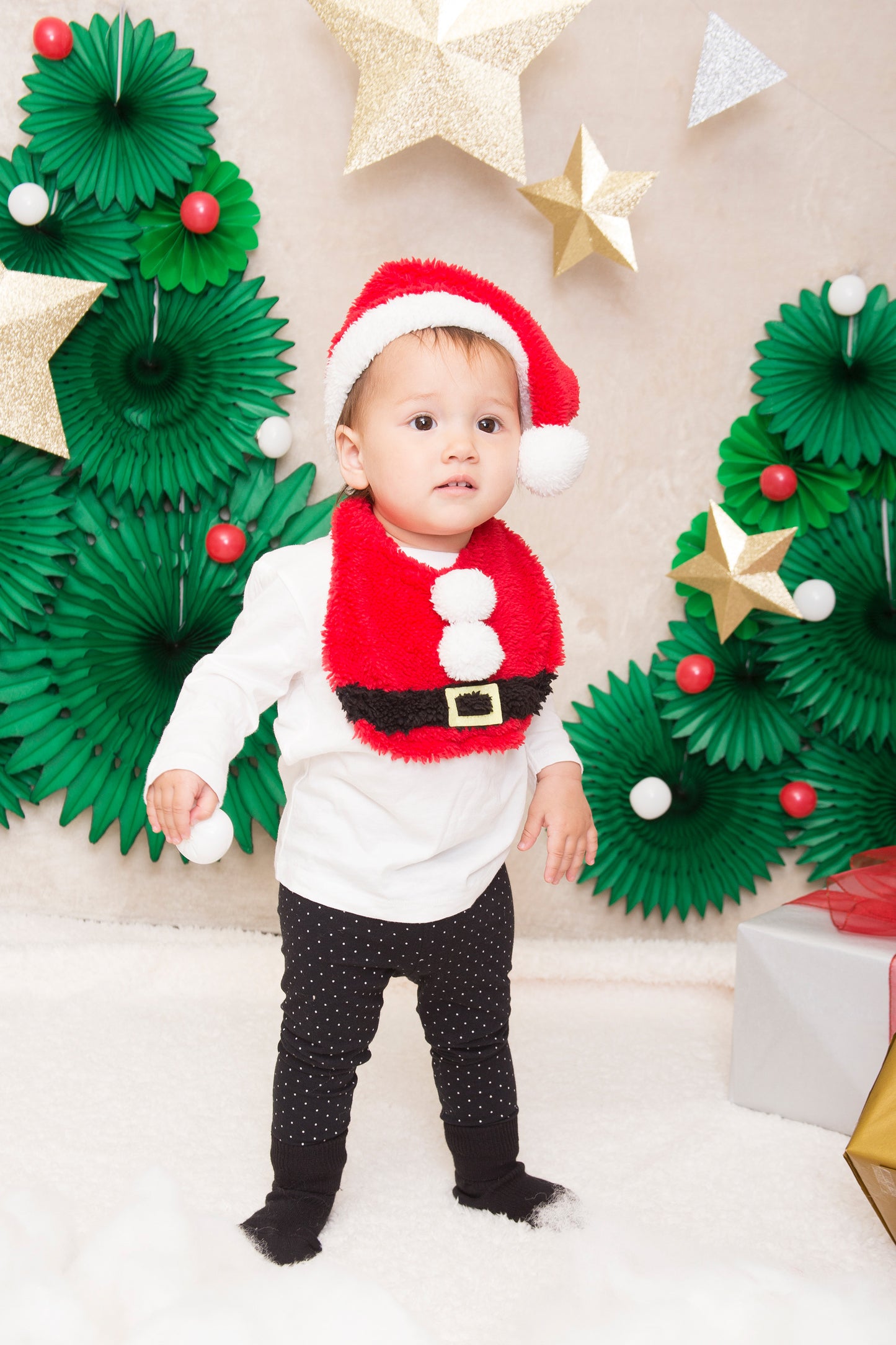 コスプレ ベビー 赤ちゃん クリスマス サンタスタイセット レッド【クリアストーン】