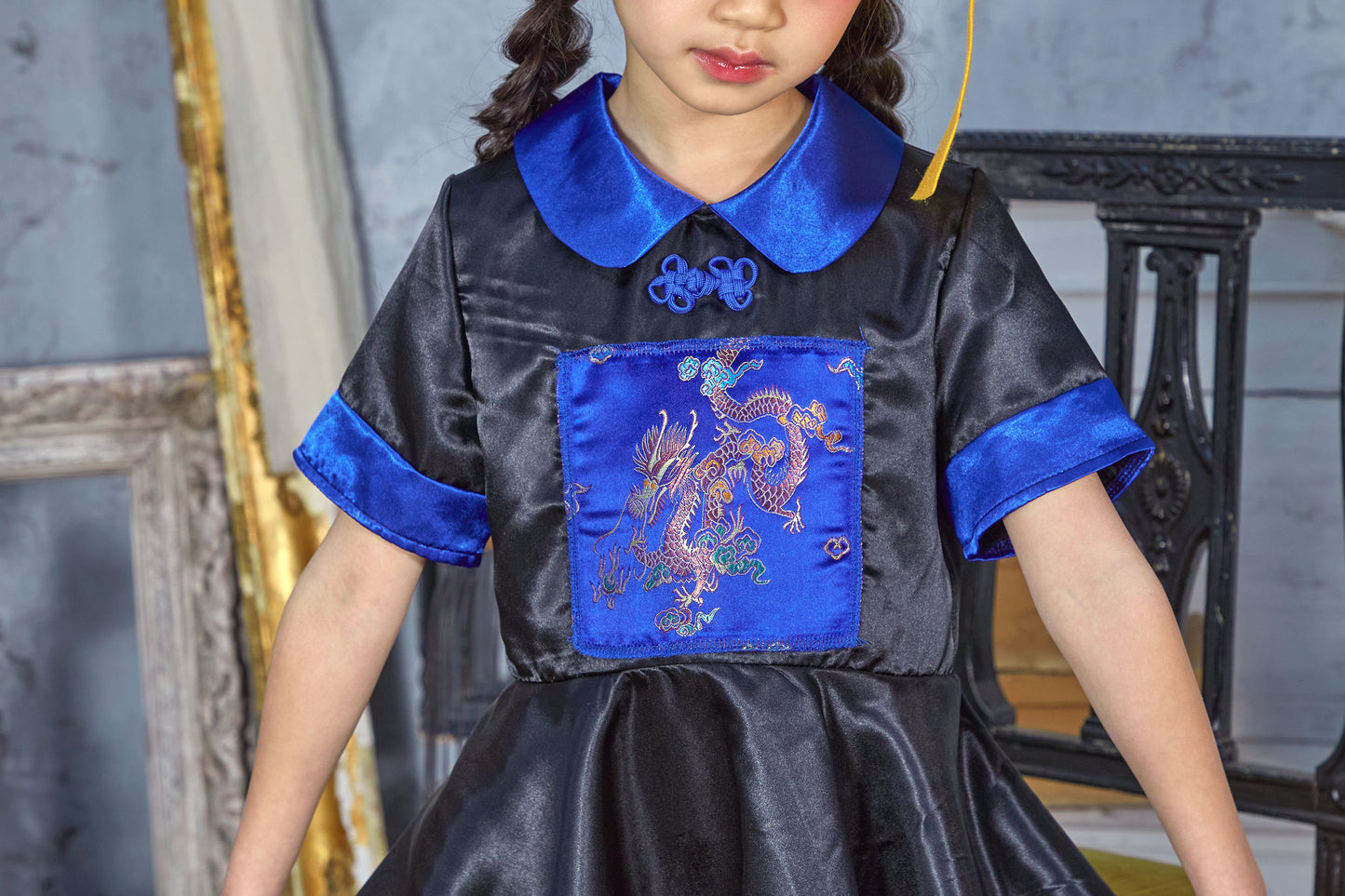 コスプレ キッズ こども キョンシー ハロウィン キョンシーガール 100cm/120cm/140cm ブルー【クリアストーン】