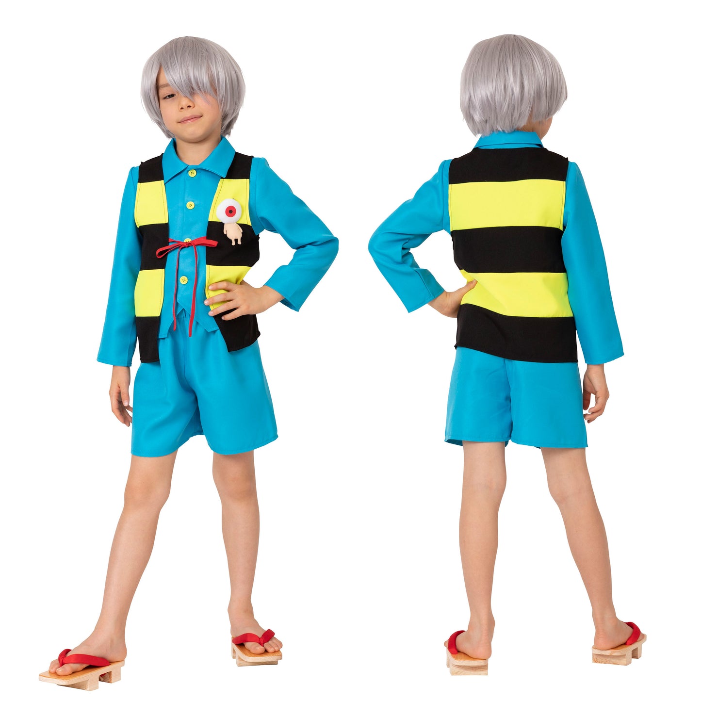 コスプレ キッズ こども キャラクター ゲゲゲの鬼太郎公式 鬼太郎 100cm/120cm/140cm ブルー【クリアストーン】