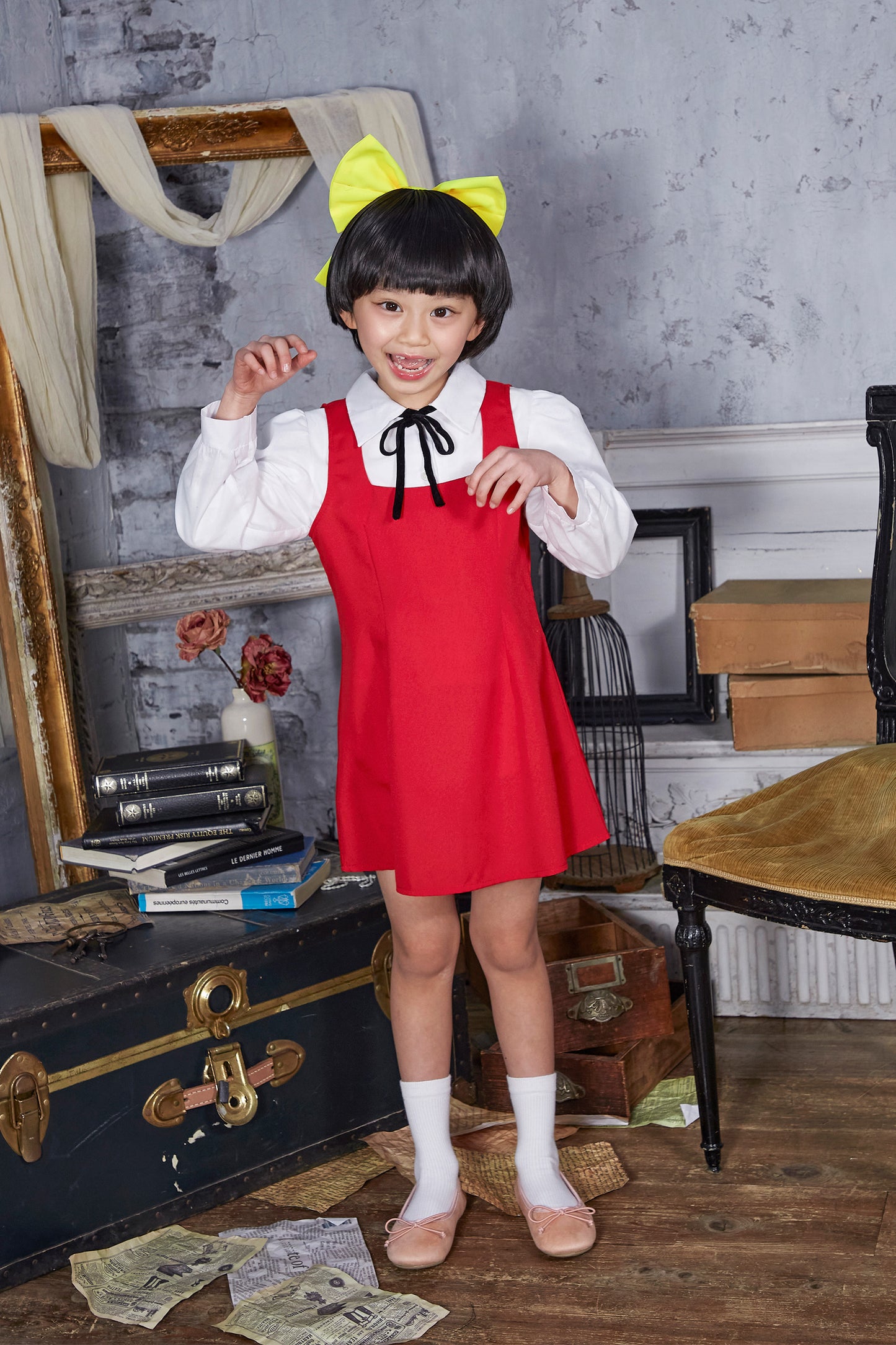 コスプレ キッズ こども キャラクター ゲゲゲの鬼太郎公式 猫娘 100cm/120cm/140cm レッド【クリアストーン】
