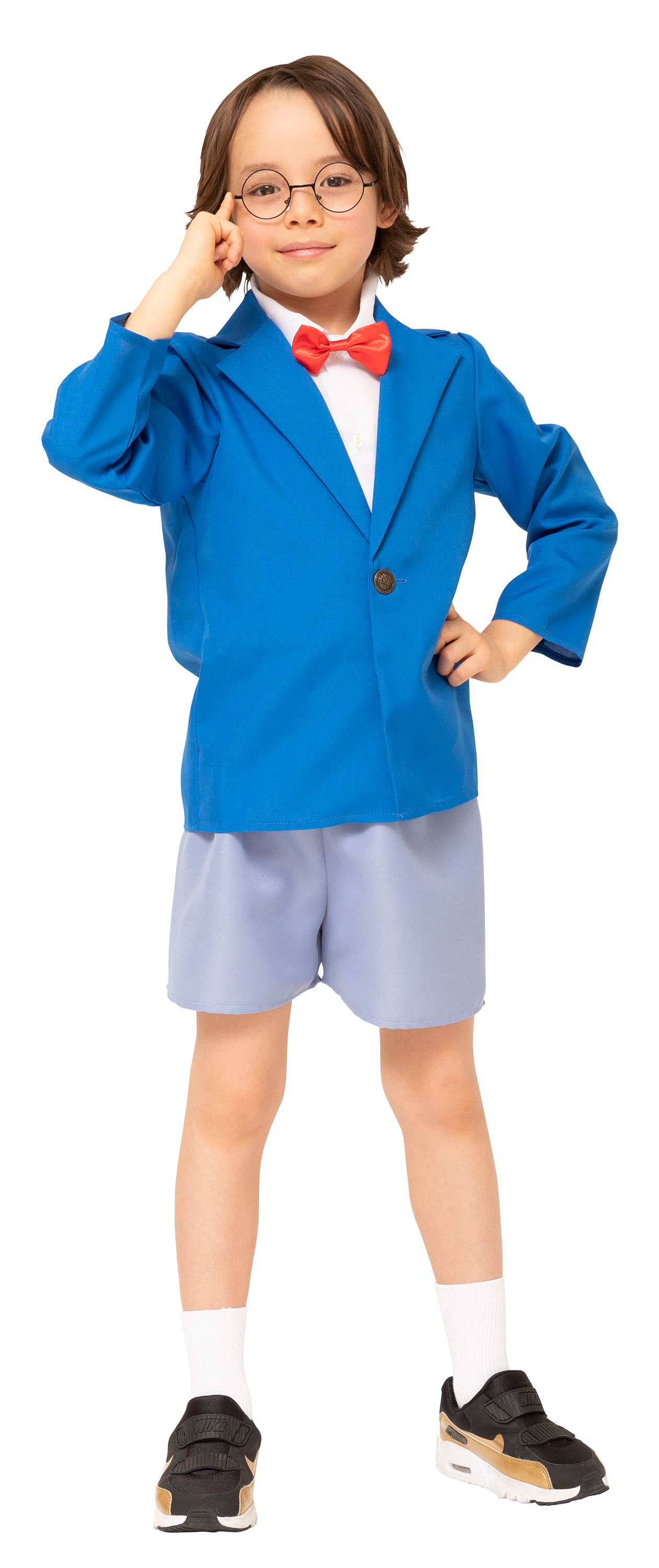 コスプレ キッズ こども キャラクター 名探偵 なり研 おぼっちゃん小学生 100cm/120cm/140cm ブルー【クリアストーン】