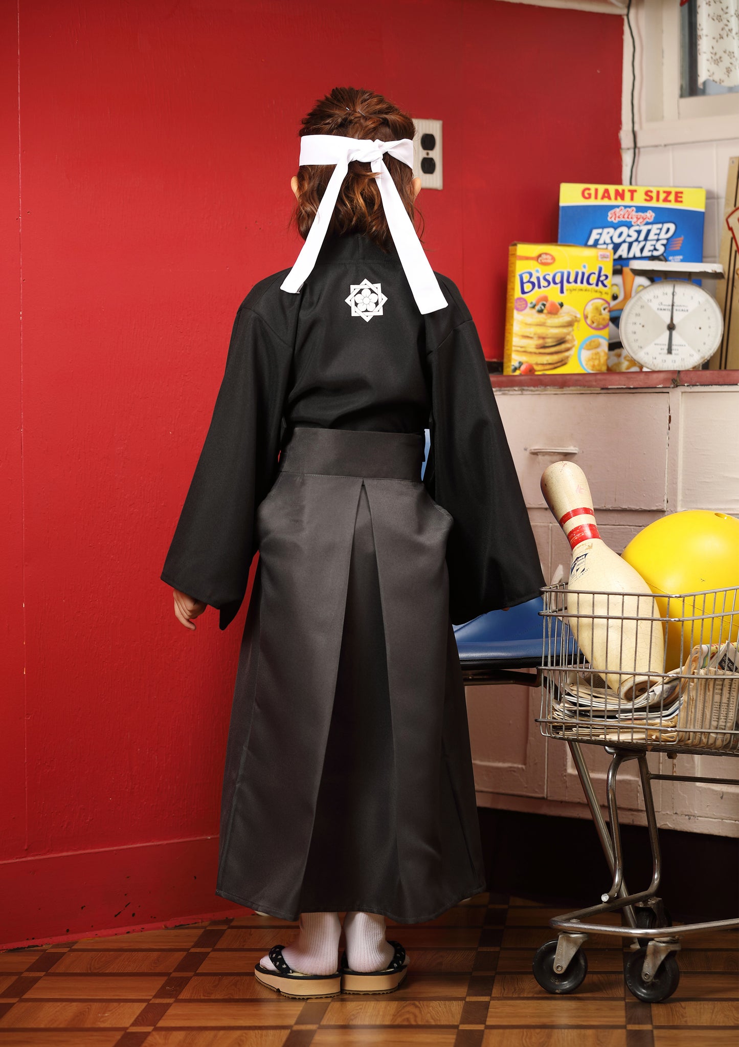 コスプレ キッズ こども 和風 和装 さむらい ハロウィン 侍ファイター 100cm/120cm/140cm ブラック【クリアストーン】