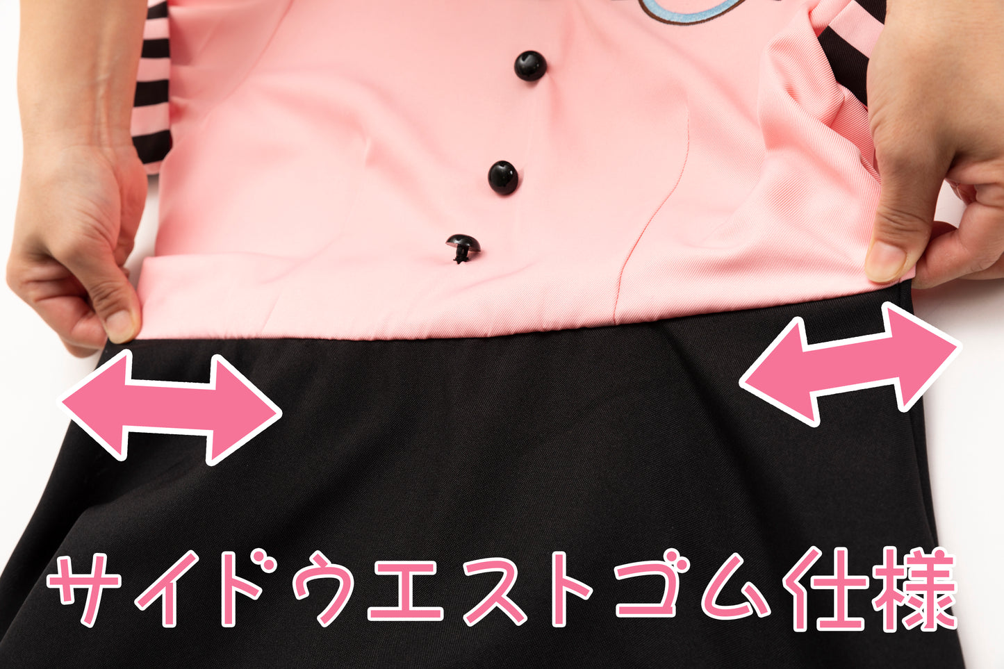 コスプレ ジュニア こども ウェイトレス COSCHU! ストロベリーダイナー 140~150cm ピンク ブラック【クリアストーン】