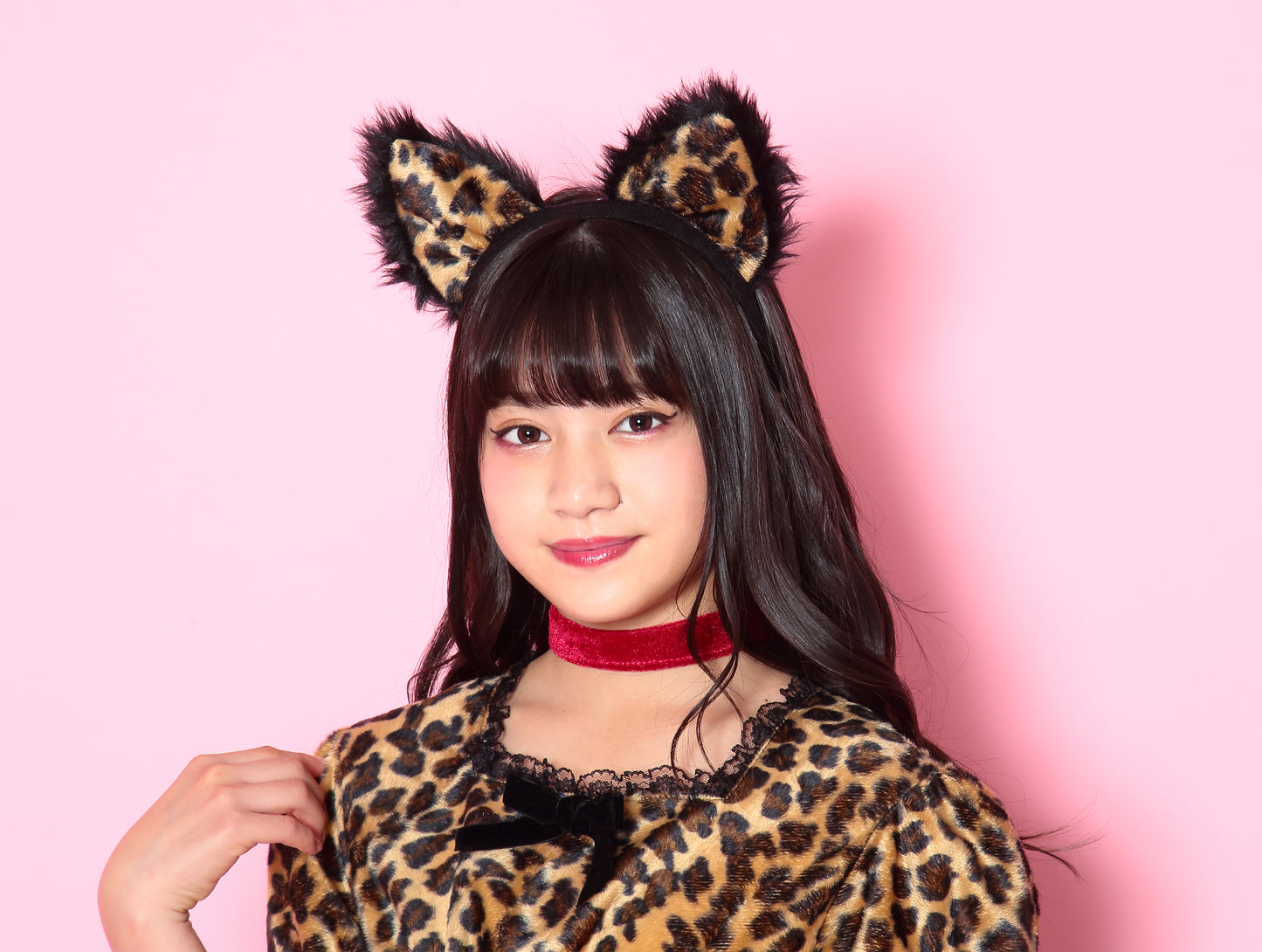 コスプレ ジュニア こども ヒョウ COSCHU! ルージュレオパード 140~150cm ブラウン【クリアストーン】