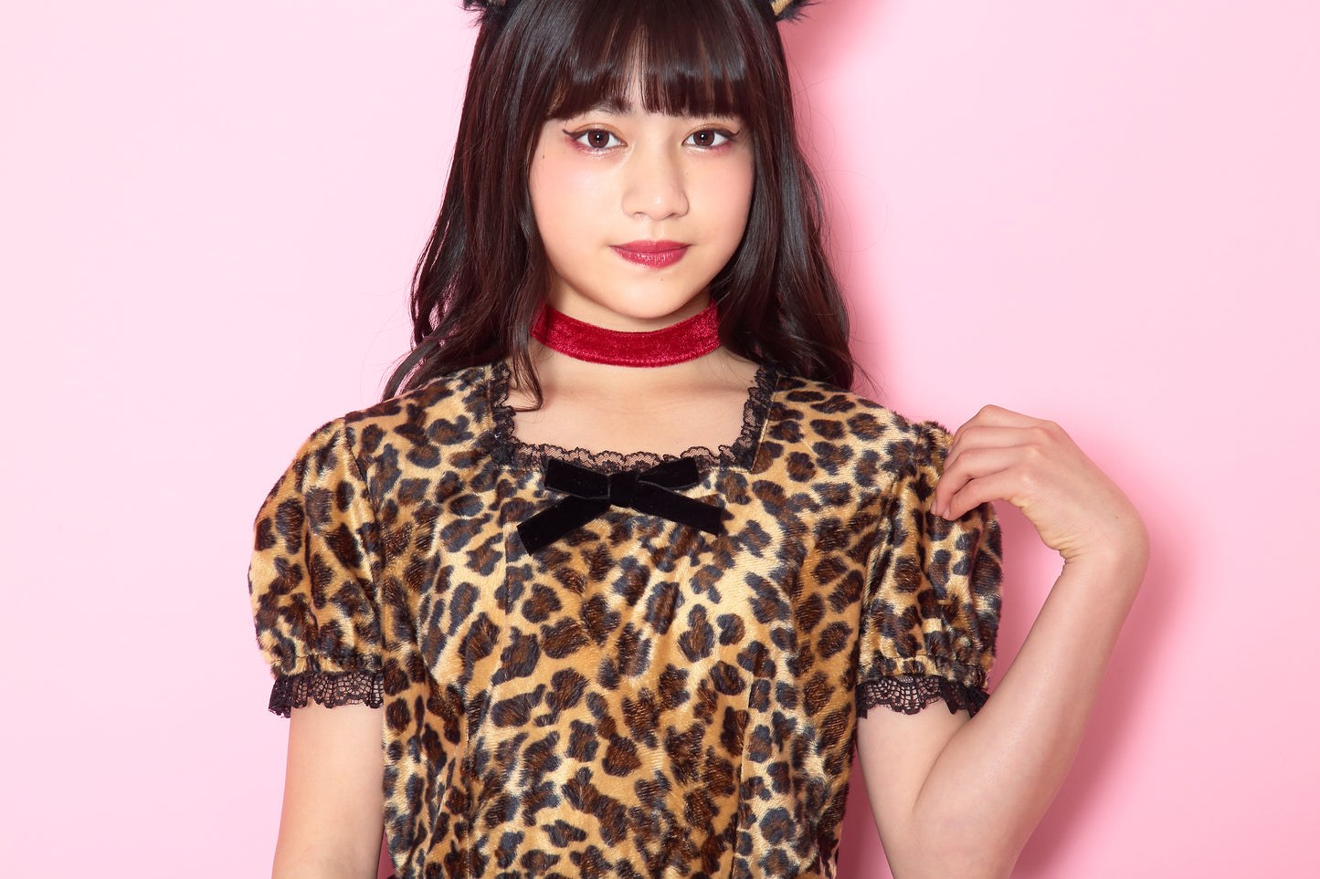 コスプレ ジュニア こども ヒョウ COSCHU! ルージュレオパード 140~150cm ブラウン【クリアストーン】