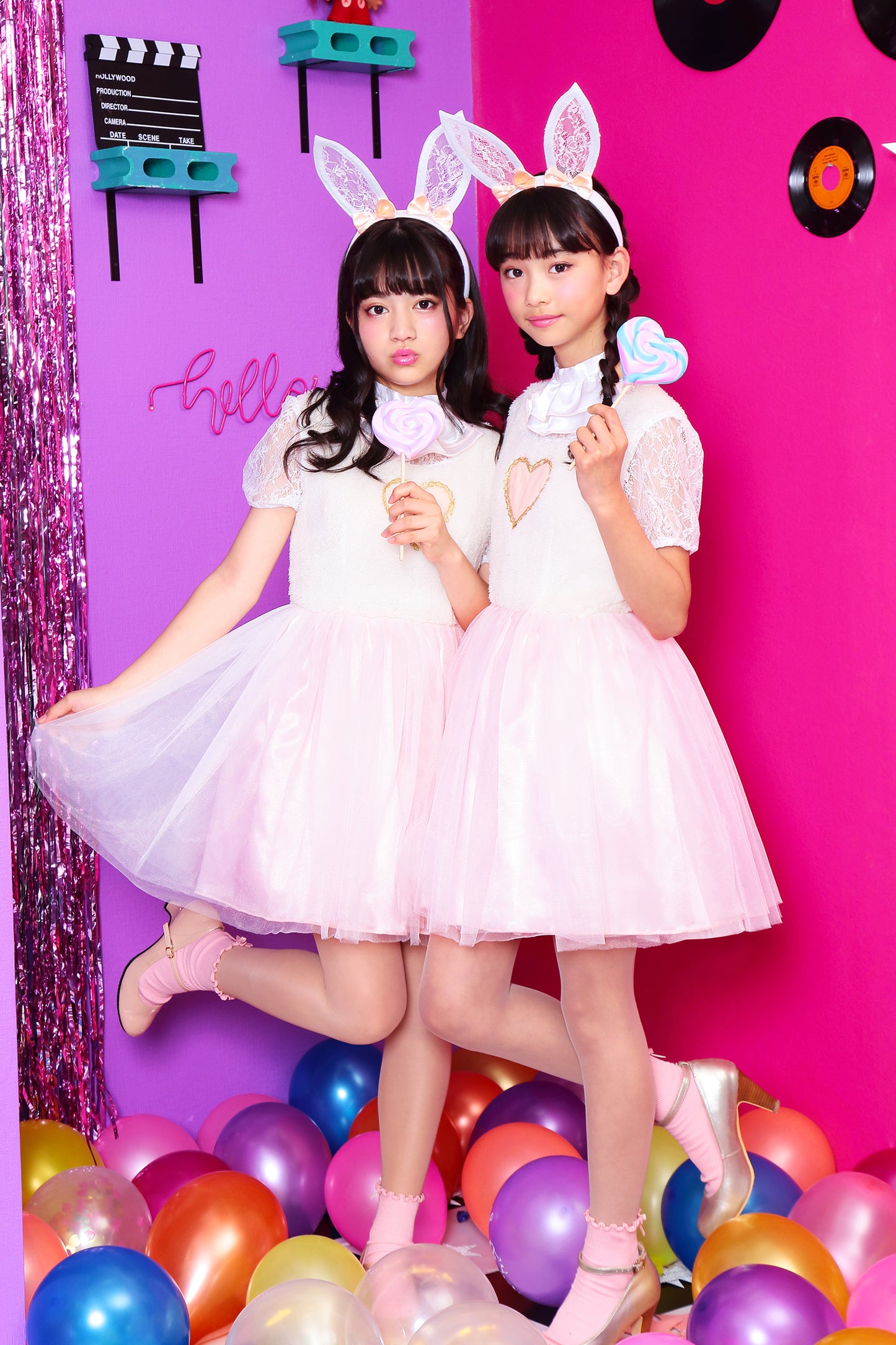 コスプレ ジュニア こども うさぎ COSCHU! ラブラビット 140~150cm ピンク ホワイト【クリアストーン】