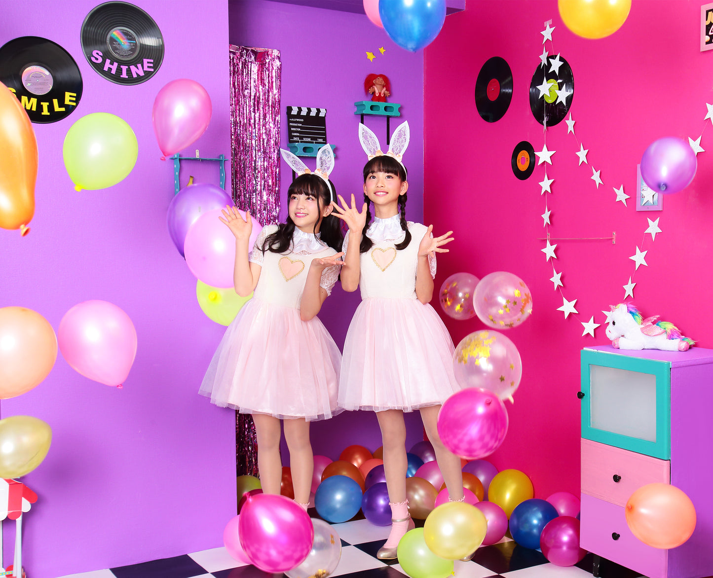 コスプレ ジュニア こども うさぎ COSCHU! ラブラビット 140~150cm ピンク ホワイト【クリアストーン】