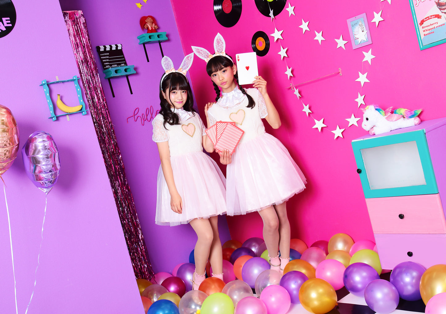 コスプレ ジュニア こども うさぎ COSCHU! ラブラビット 140~150cm ピンク ホワイト【クリアストーン】
