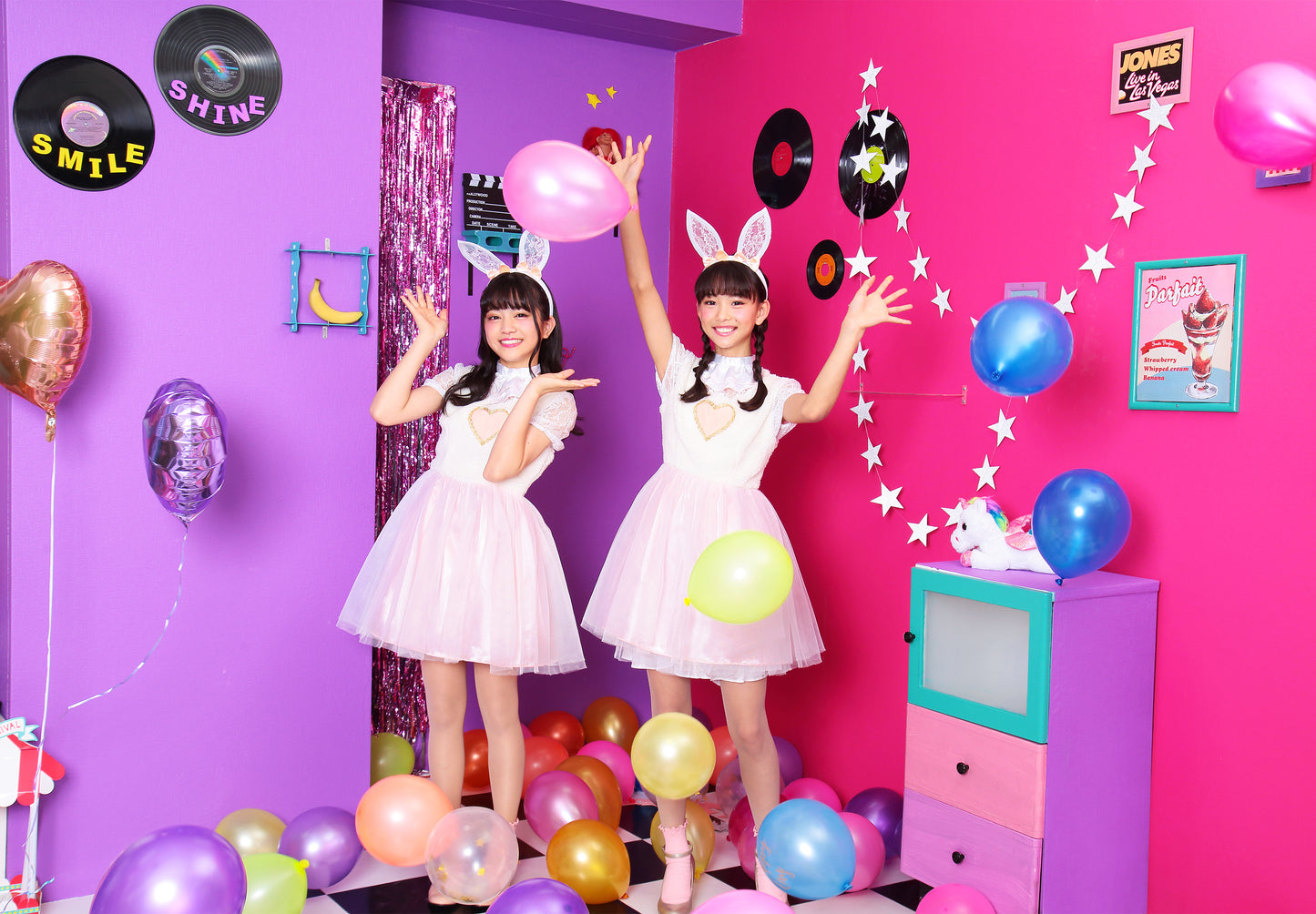 コスプレ ジュニア こども うさぎ COSCHU! ラブラビット 140~150cm ピンク ホワイト【クリアストーン】