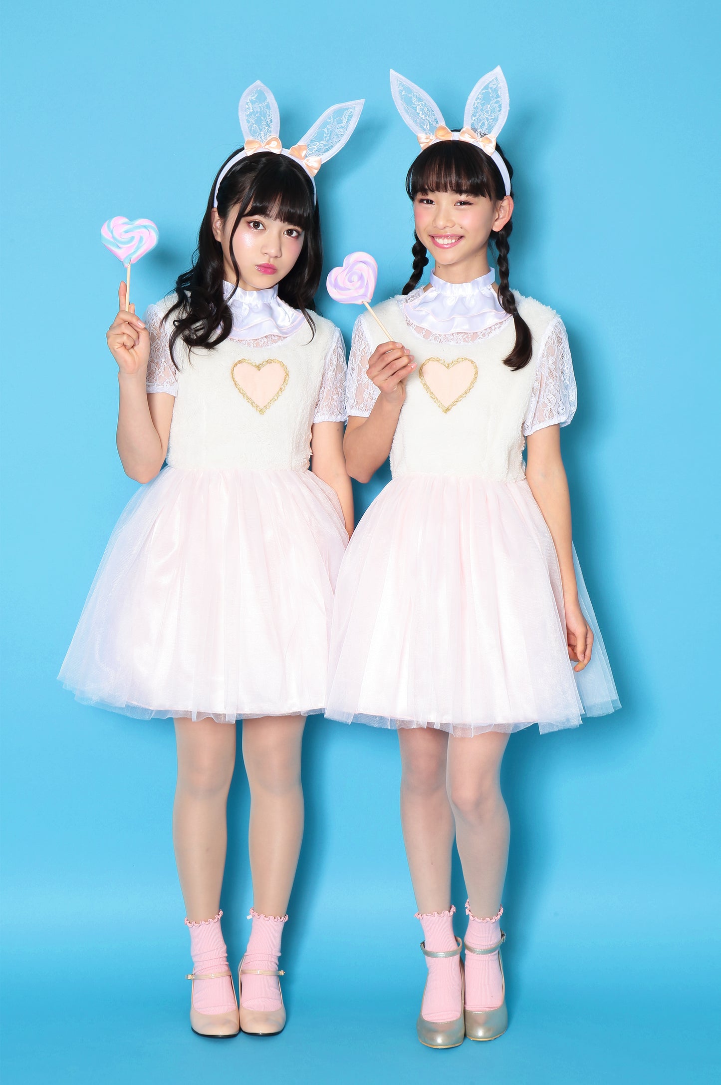 コスプレ ジュニア こども うさぎ COSCHU! ラブラビット 140~150cm ピンク ホワイト【クリアストーン】