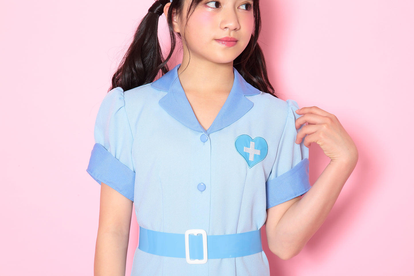 コスプレ ジュニア こども ナース COSCHU! シャーベットナース 140~150cm ブルー【クリアストーン】