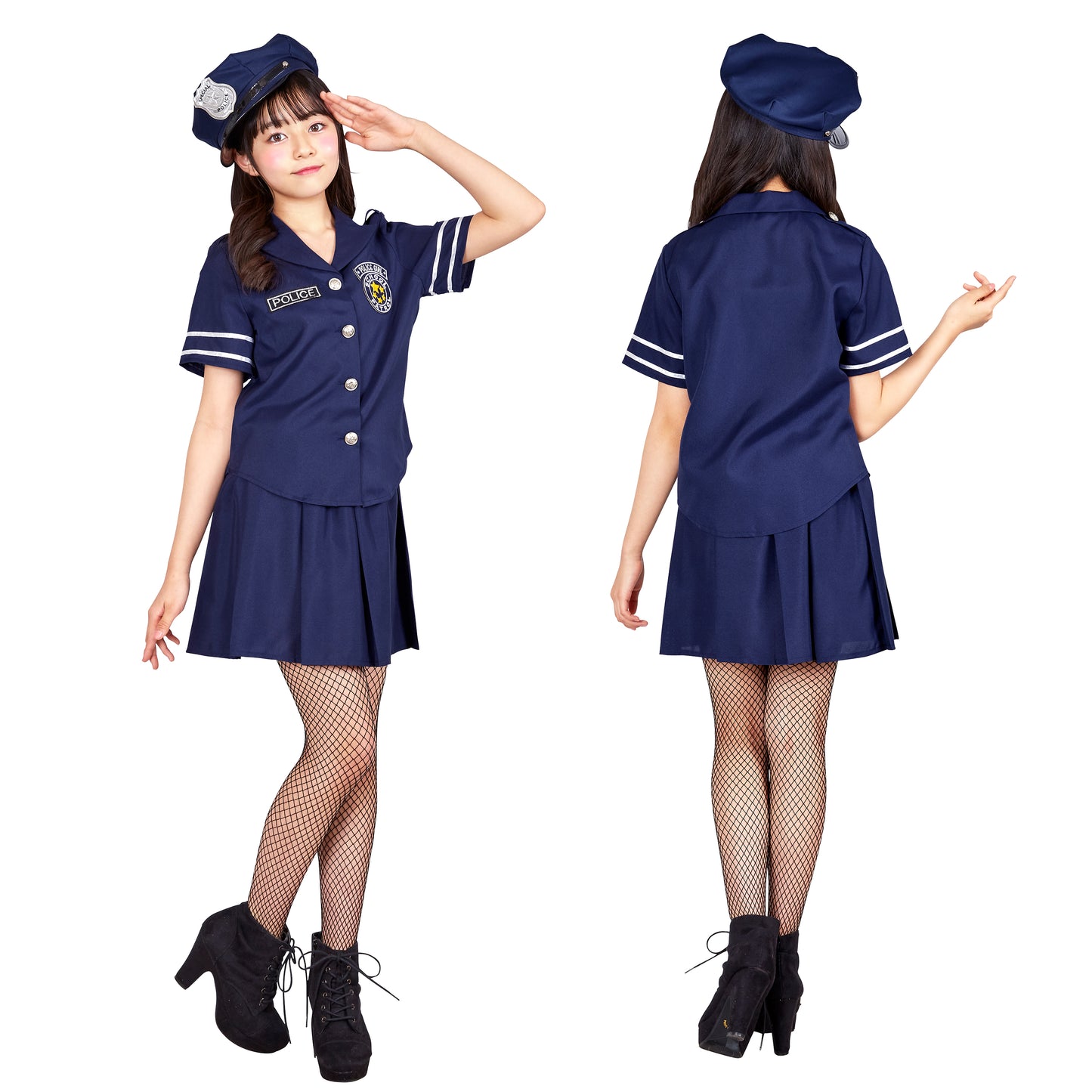 コスプレ ジュニア こども ポリス 警官 COSCHU! スターポリス 140~150cm ブラック【クリアストーン】