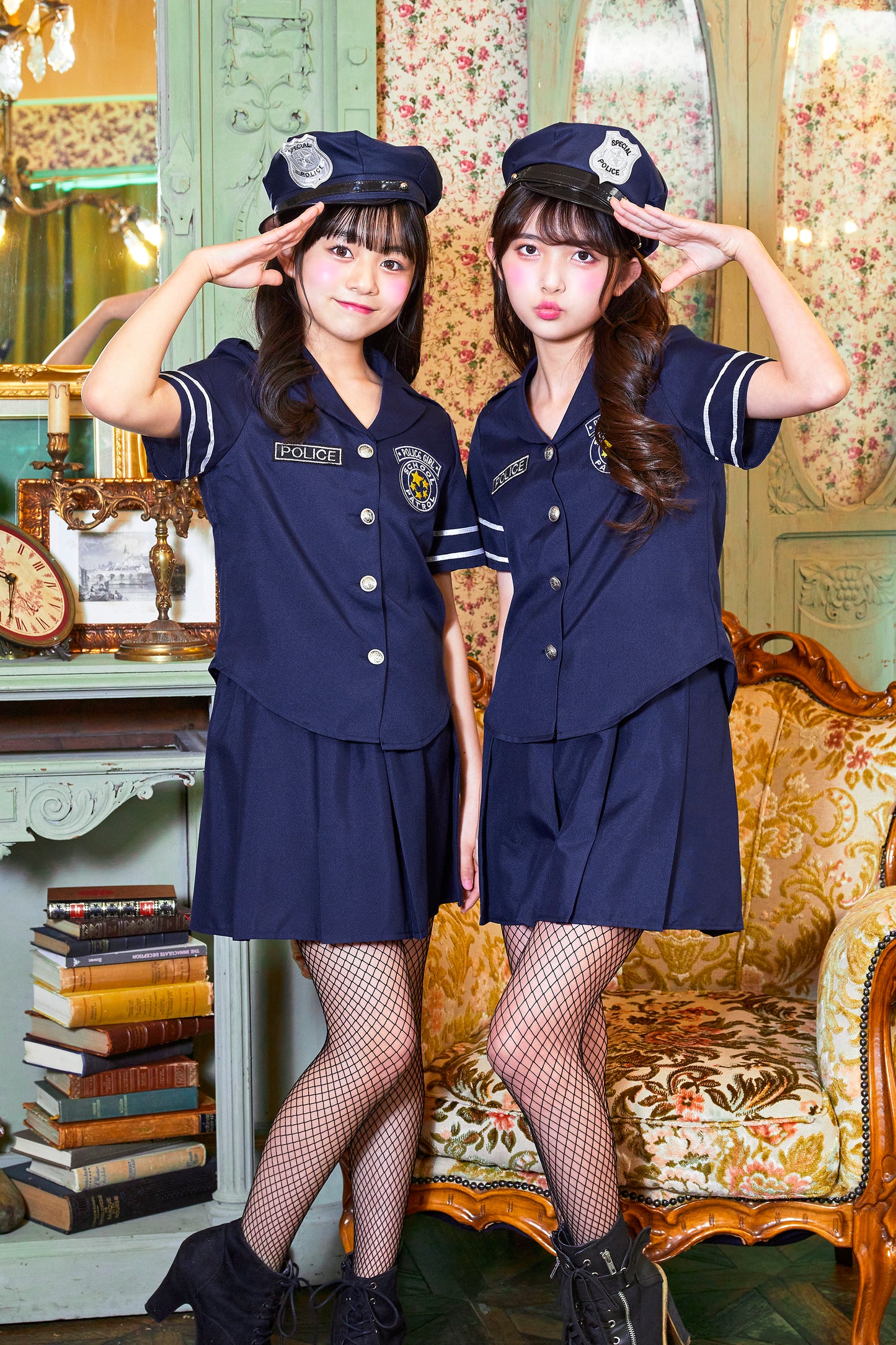 コスプレ ジュニア こども ポリス 警官 COSCHU! スターポリス 140~150cm ブラック【クリアストーン】