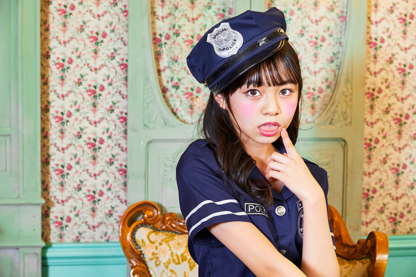 コスプレ ジュニア こども ポリス 警官 COSCHU! スターポリス 140~150cm ブラック【クリアストーン】