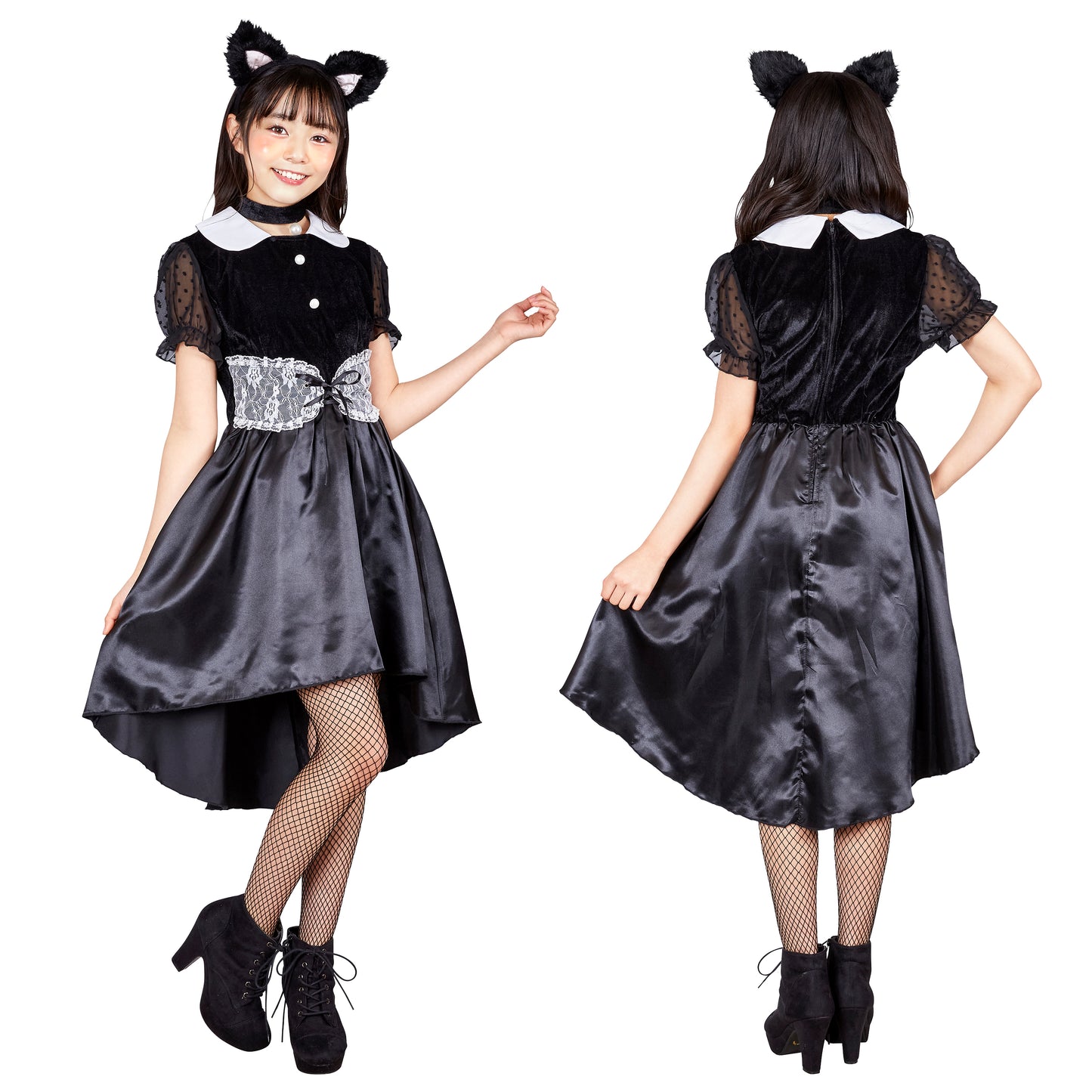 コスプレ ジュニア こども ねこ COSCHU! ガールズキャット 140~150cm ブラック【クリアストーン】