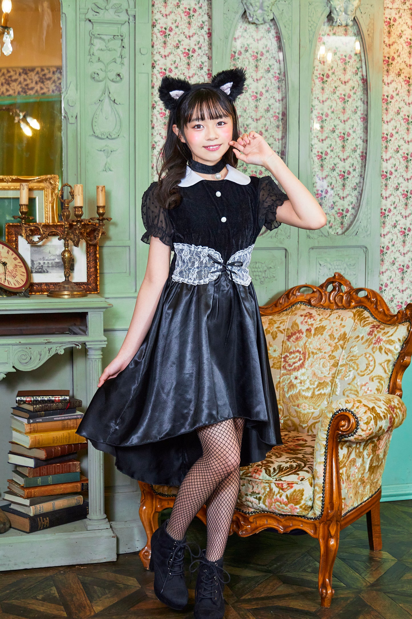 コスプレ ジュニア こども ねこ COSCHU! ガールズキャット 140~150cm ブラック【クリアストーン】