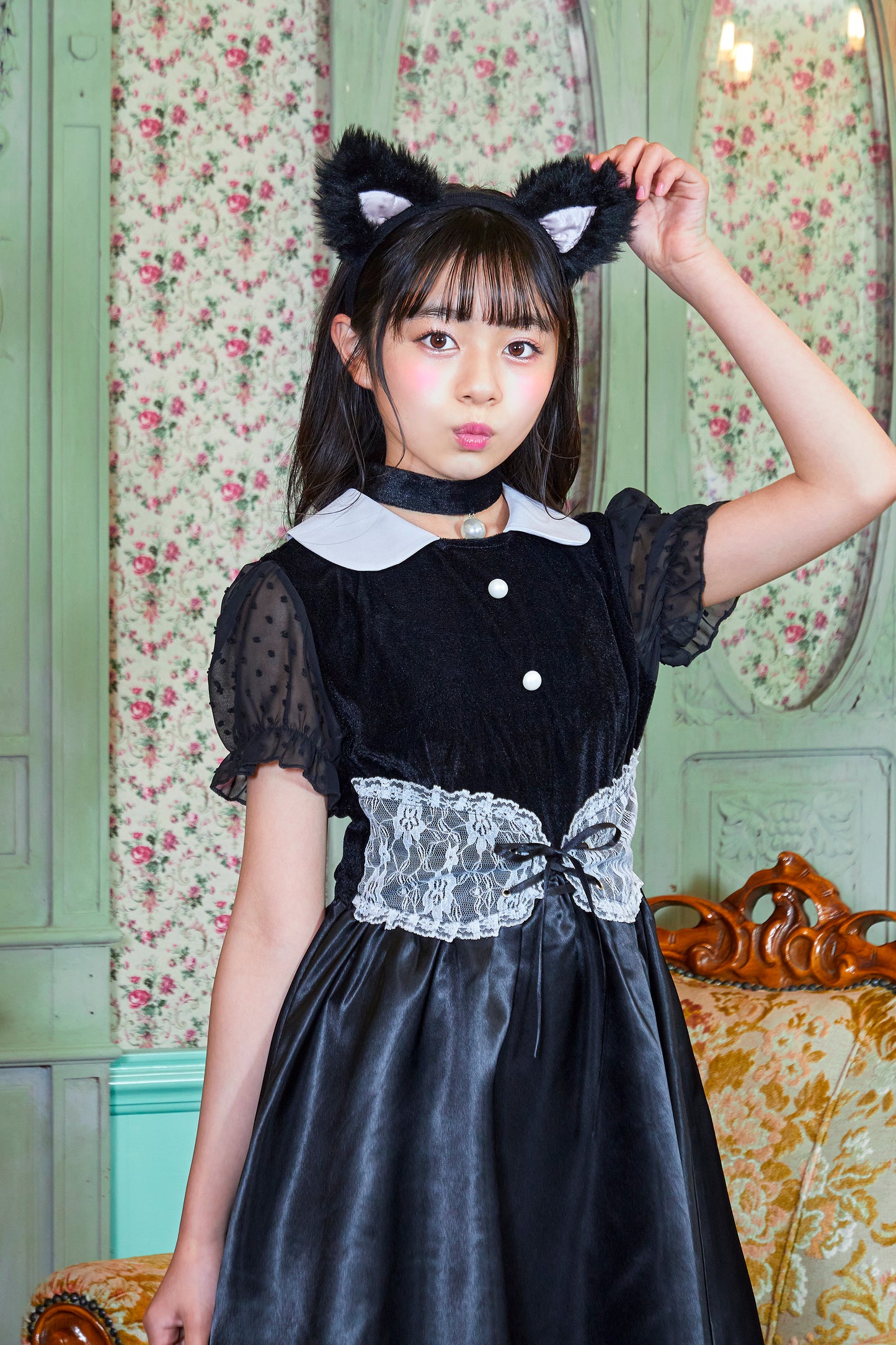 コスプレ ジュニア こども ねこ COSCHU! ガールズキャット 140~150cm ブラック【クリアストーン】