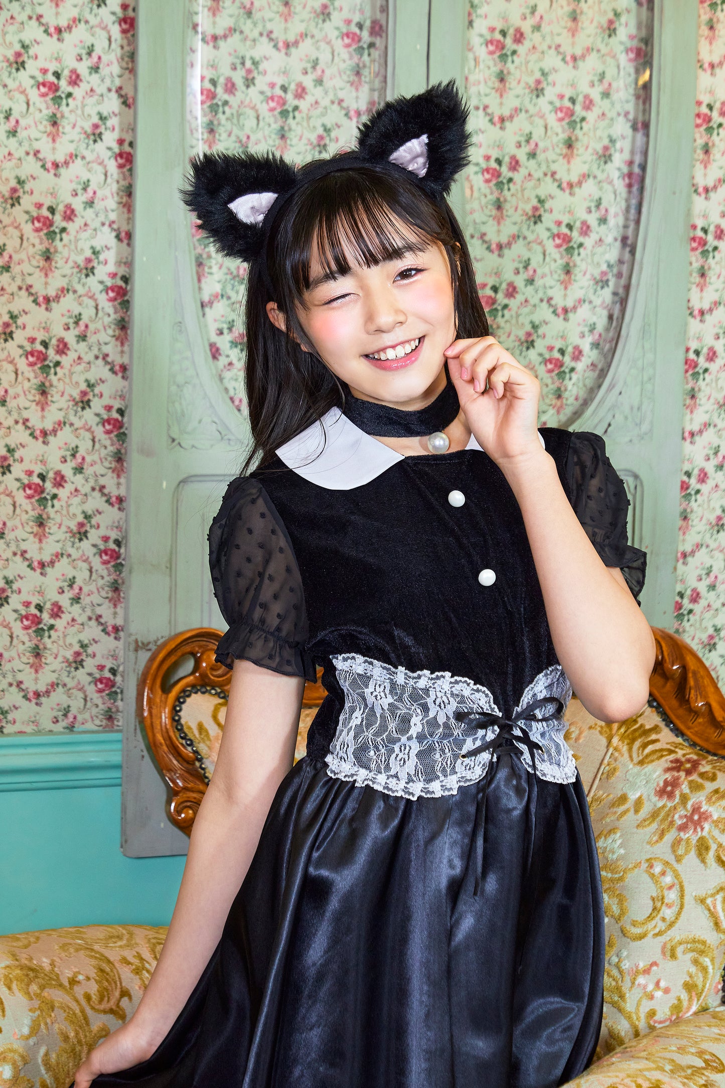 コスプレ ジュニア こども ねこ COSCHU! ガールズキャット 140~150cm ブラック【クリアストーン】