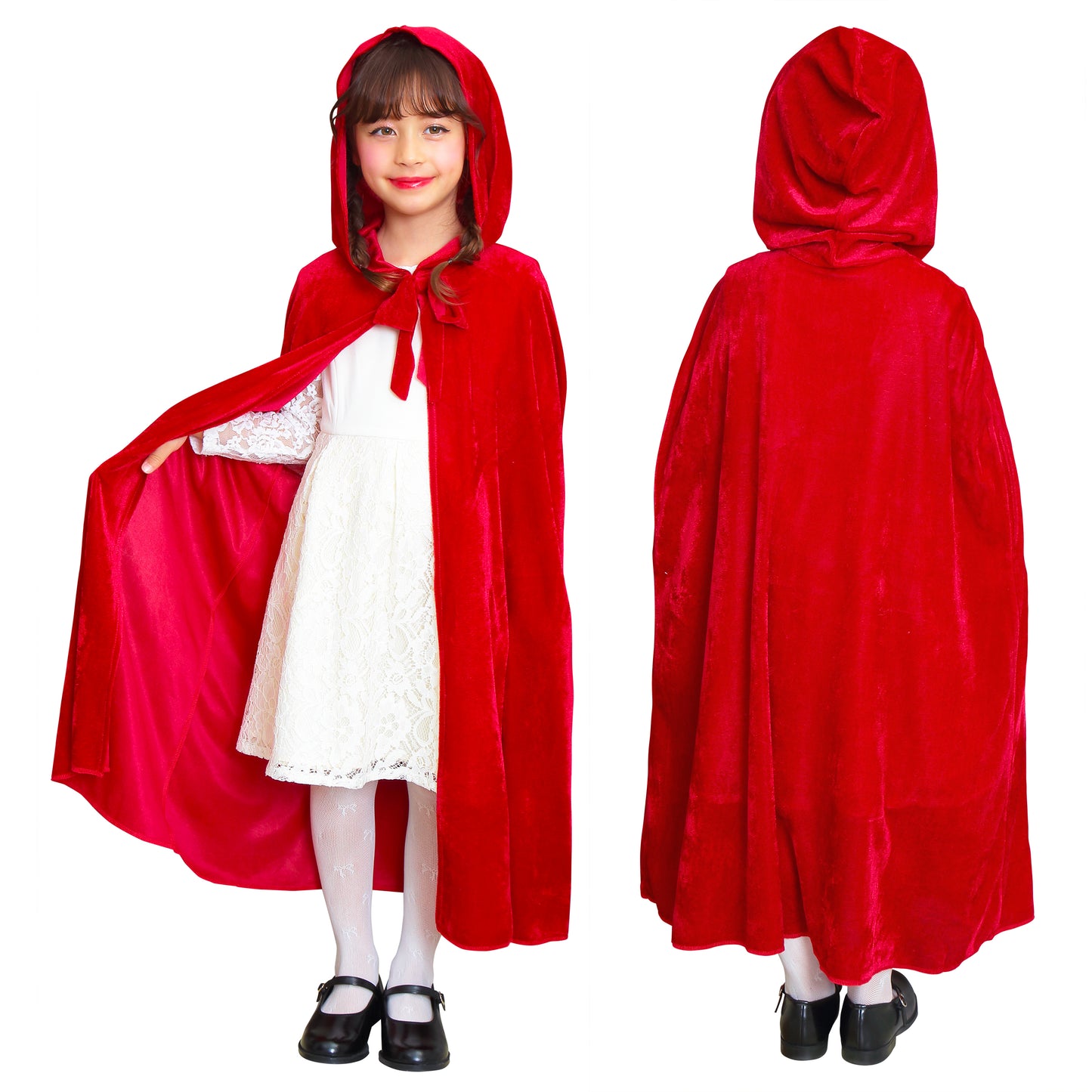 コスプレ キッズ こども 赤ずきん 小物 マント ハロウィン フォレストレッドマント レッド【クリアストーン】