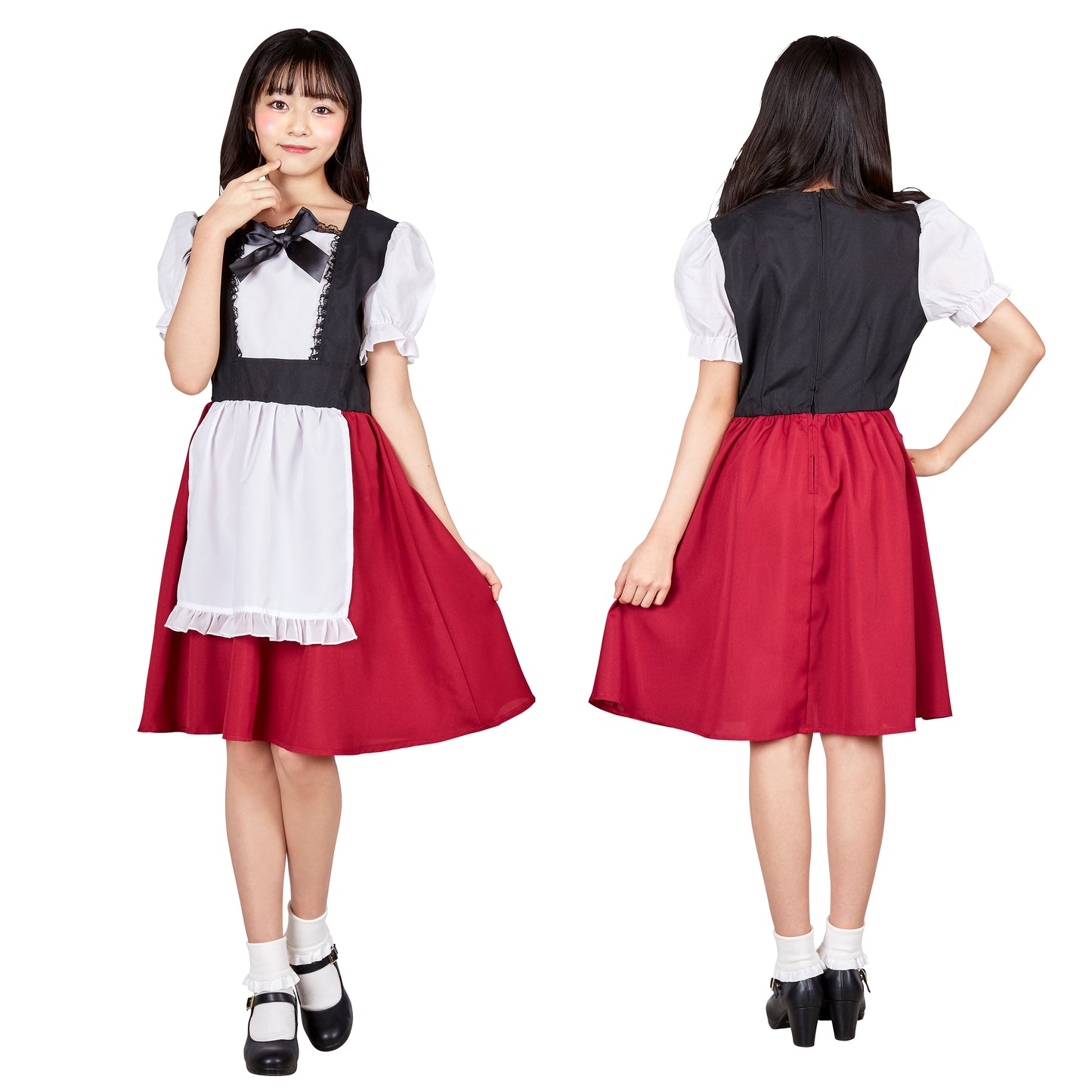 コスプレ ジュニア こども 赤ずきん COSCHU! レッドケープガール 140~150cm レッド【クリアストーン】