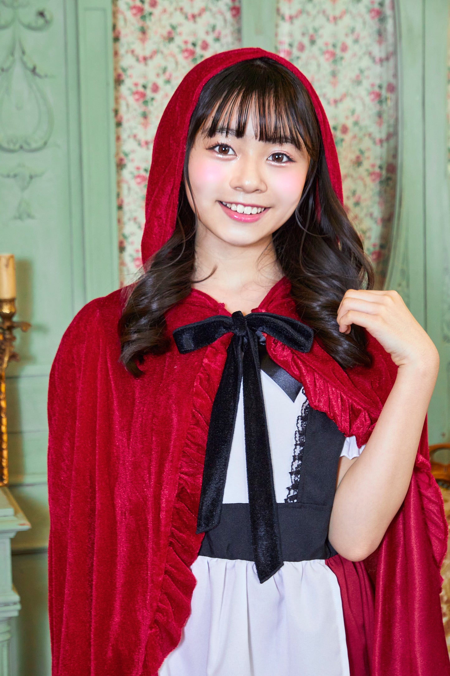 コスプレ ジュニア こども 赤ずきん COSCHU! レッドケープガール 140~150cm レッド【クリアストーン】