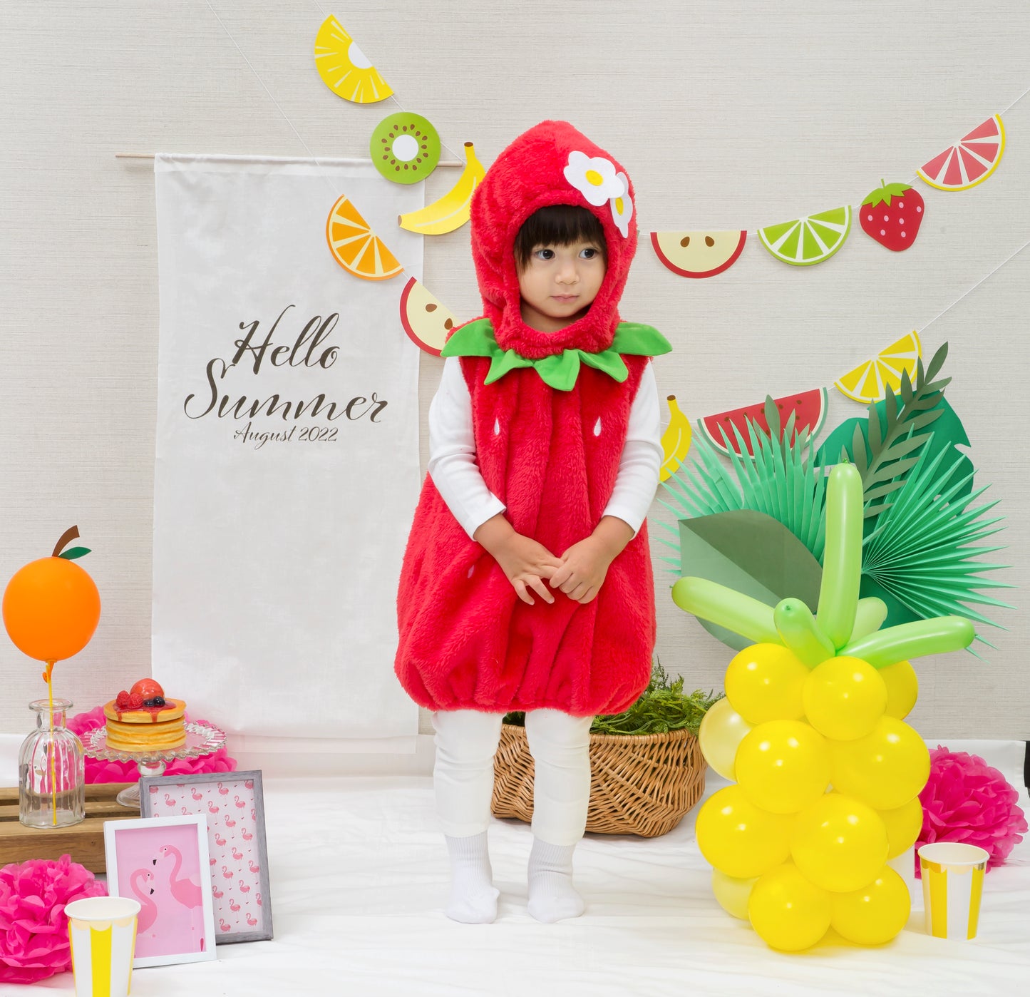コスプレ 赤ちゃん フルーツ 食べ物 マシュマロベビー マシュマロいちご ベビー 80cm レッド【クリアストーン】