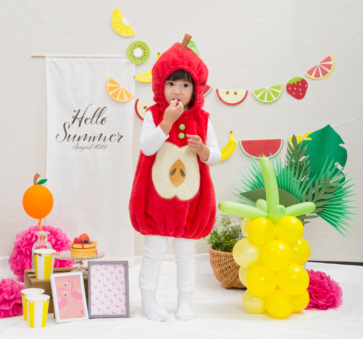 コスプレ 赤ちゃん フルーツ 食べ物 マシュマロベビー マシュマロりんご ベビー 80cm レッド【クリアストーン】
