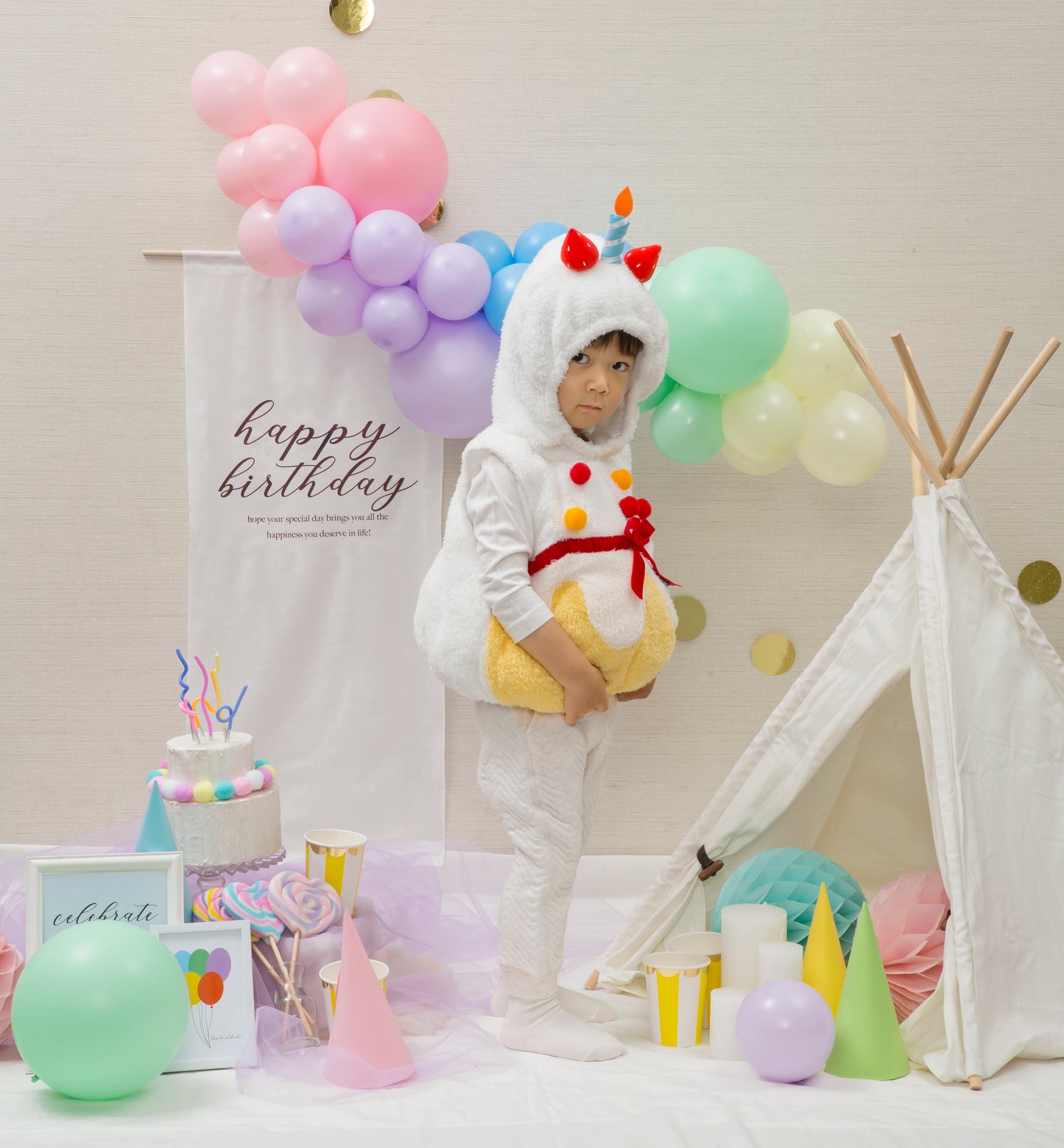 コスプレ 赤ちゃん 誕生日 マシュマロベビー マシュマロバースデー ベビー 80cm ホワイト【クリアストーン】