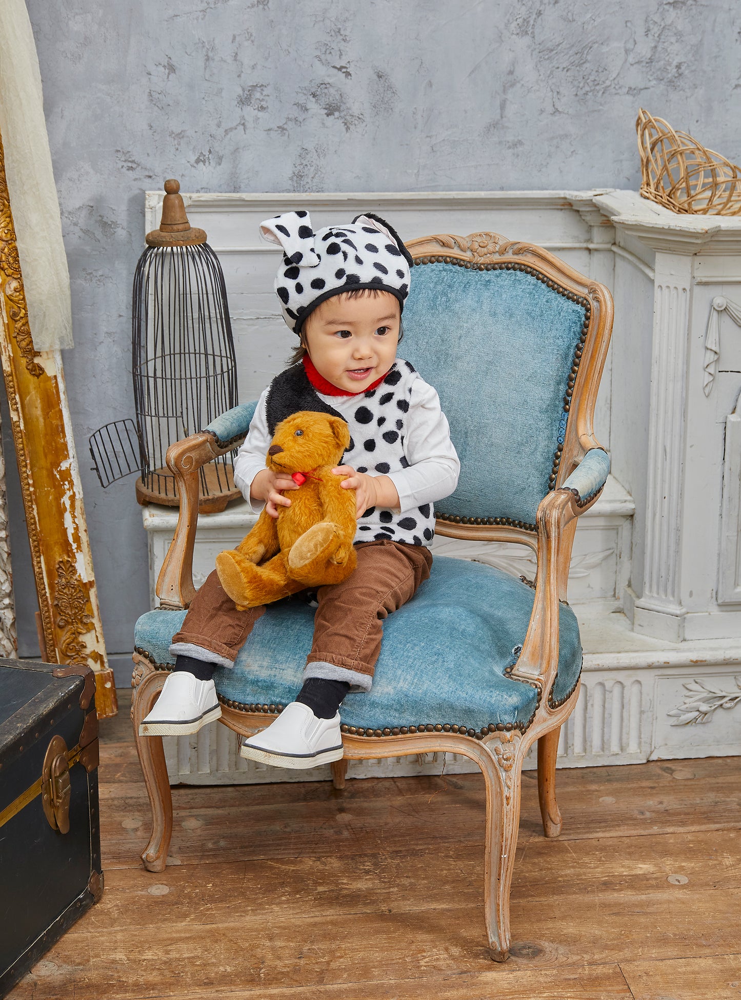 コスプレ ベビー 赤ちゃん ダルメシアン アニマル 動物 ハニーテイル ダルメシアン 80cm モノトーン【クリアストーン】