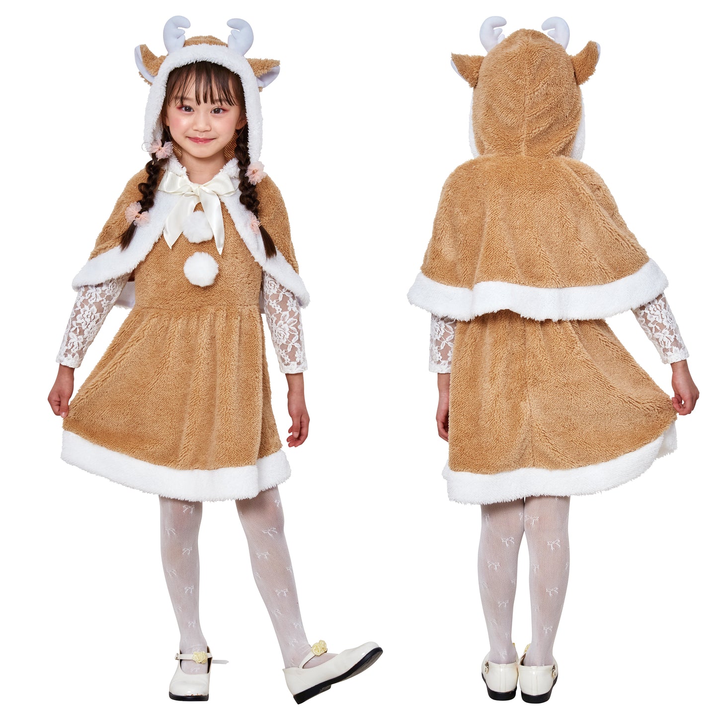 コスプレ キッズ こども トナカイ ミルクティートナカイ 100cm/120cm/140cm ベージュ 【クリアストーン】