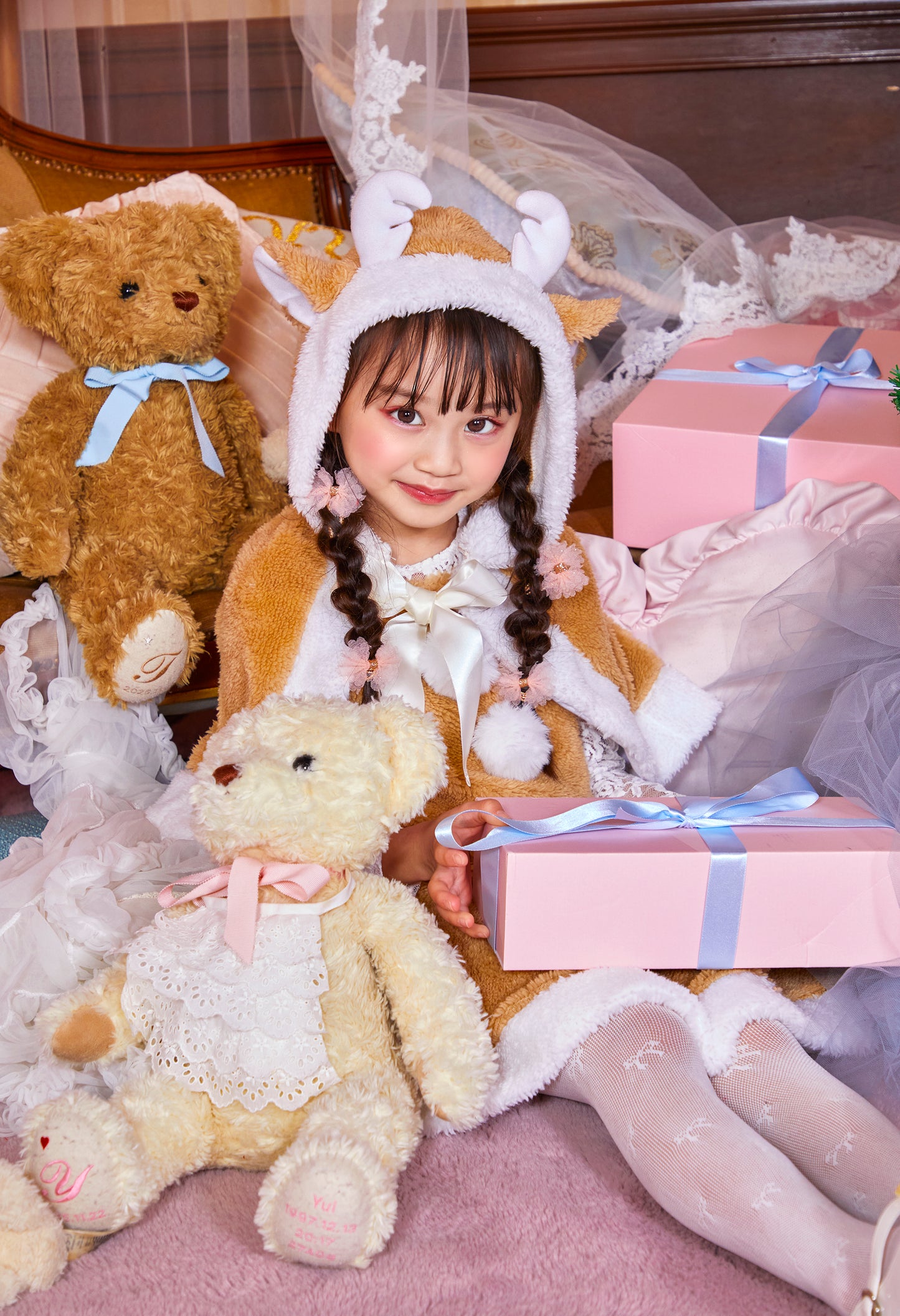 コスプレ キッズ こども トナカイ ミルクティートナカイ 100cm/120cm/140cm ベージュ 【クリアストーン】
