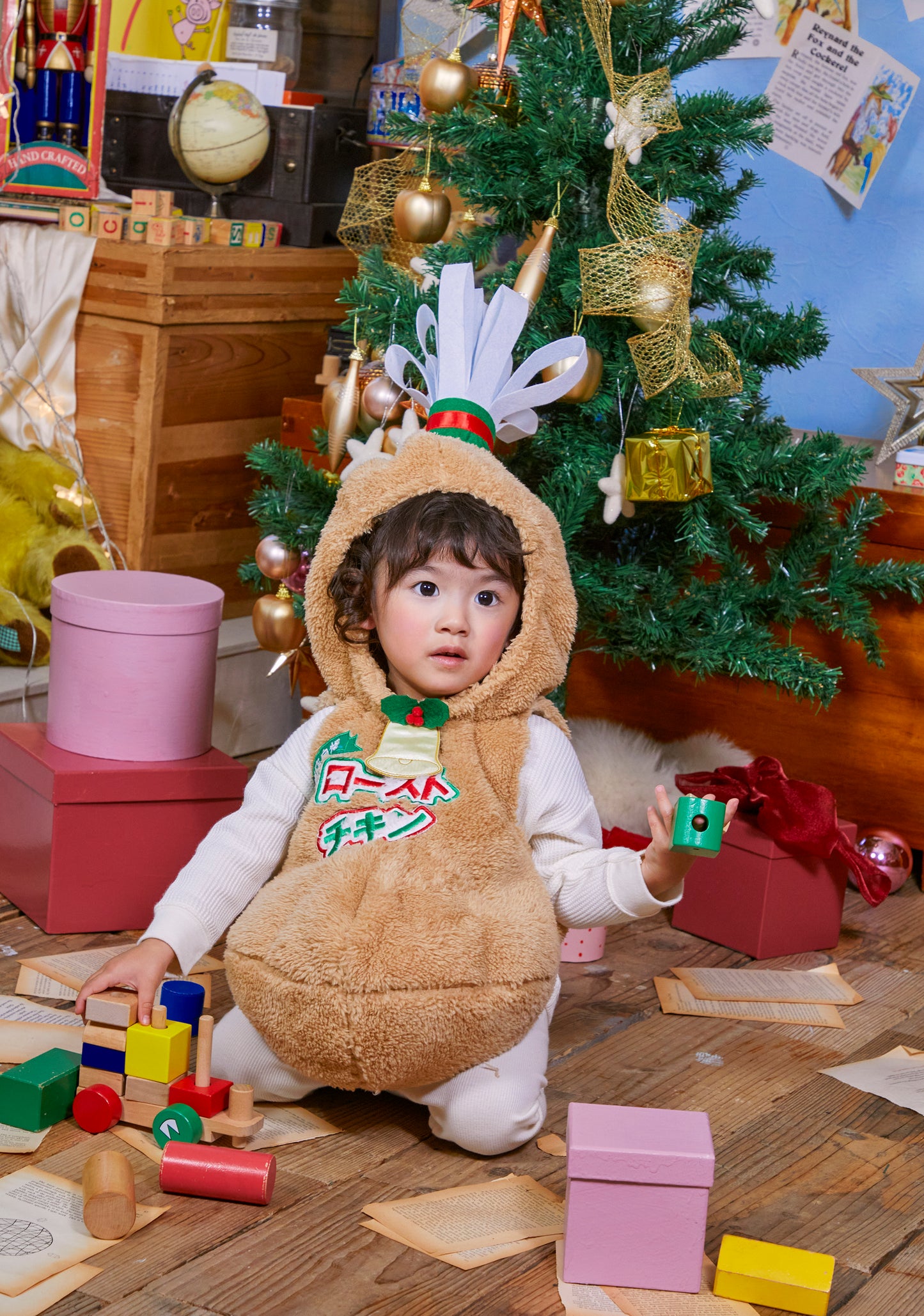 コスプレ ベビー クリスマス 赤ちゃん チキン マシュマロベビー マシュマロチキン ベビー 80cm ベージュ【クリアストーン】